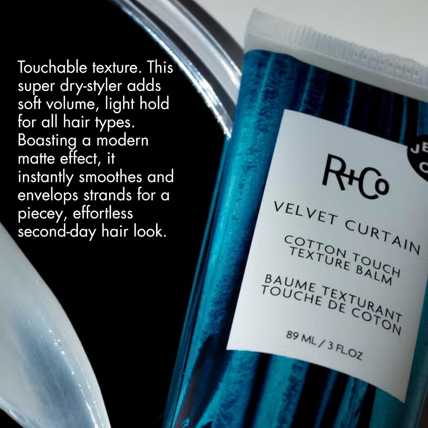 R+Co Velvet Curtain Styling Balm - Lightweight Frizz Control & Texture | Hydrating for All Hair Types - 3oz