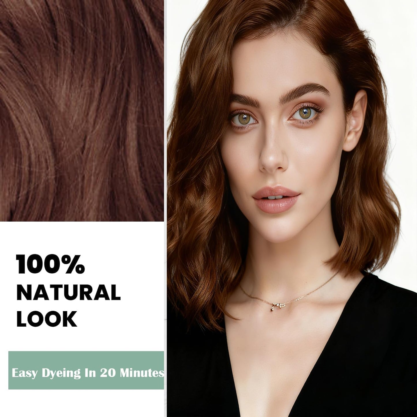 Chestnut Brown Hair Dye Shampoo, Hair Color Shampoo 3 in 1 for Women Men Gray Hair Coverage with Herbal Ingredients