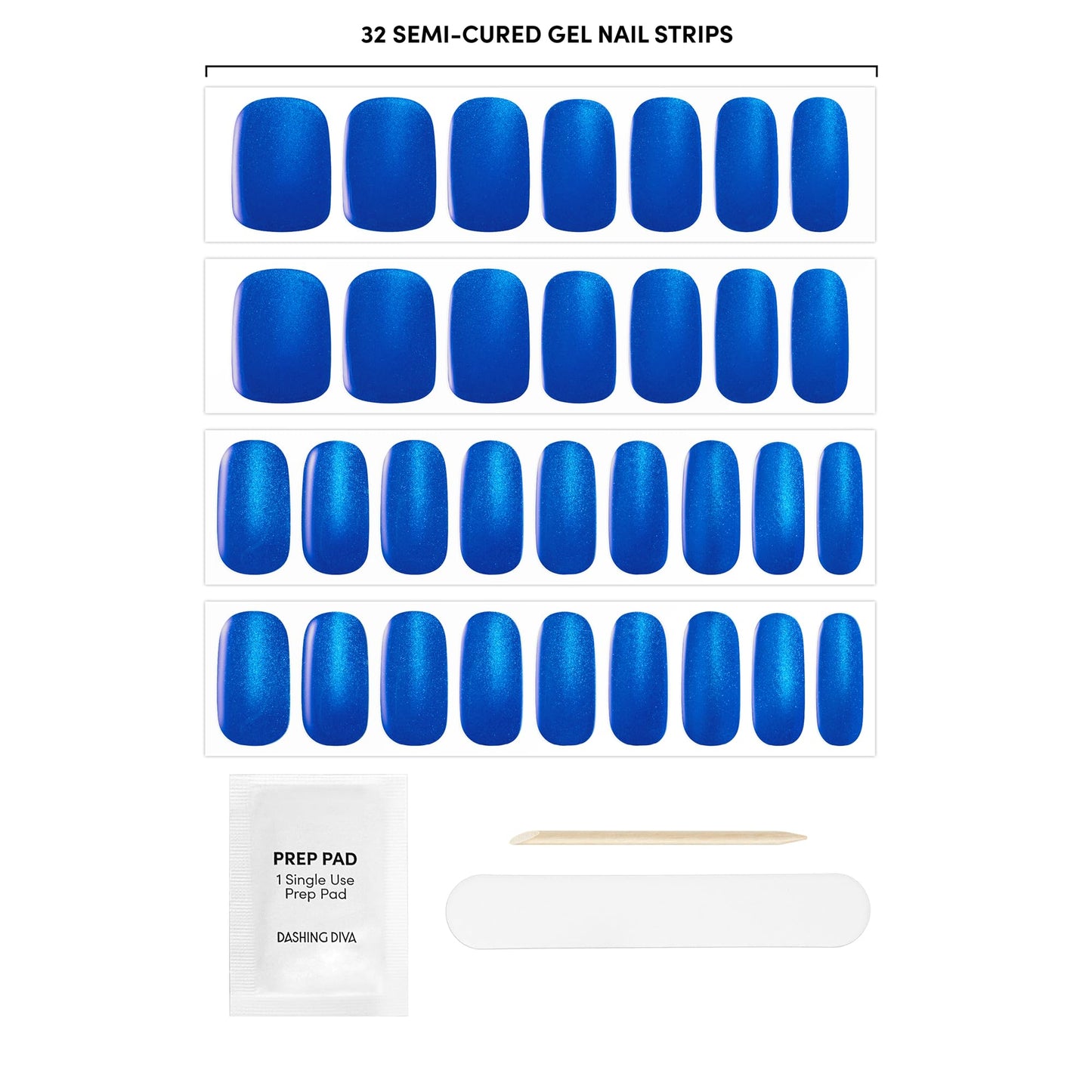 Dashing Diva Glaze Effects Nail Strip Set - Long Lasting, Chip Resistant, Semi-Cured Gel Nails - 4-Piece Manicure Set with 32 Strips