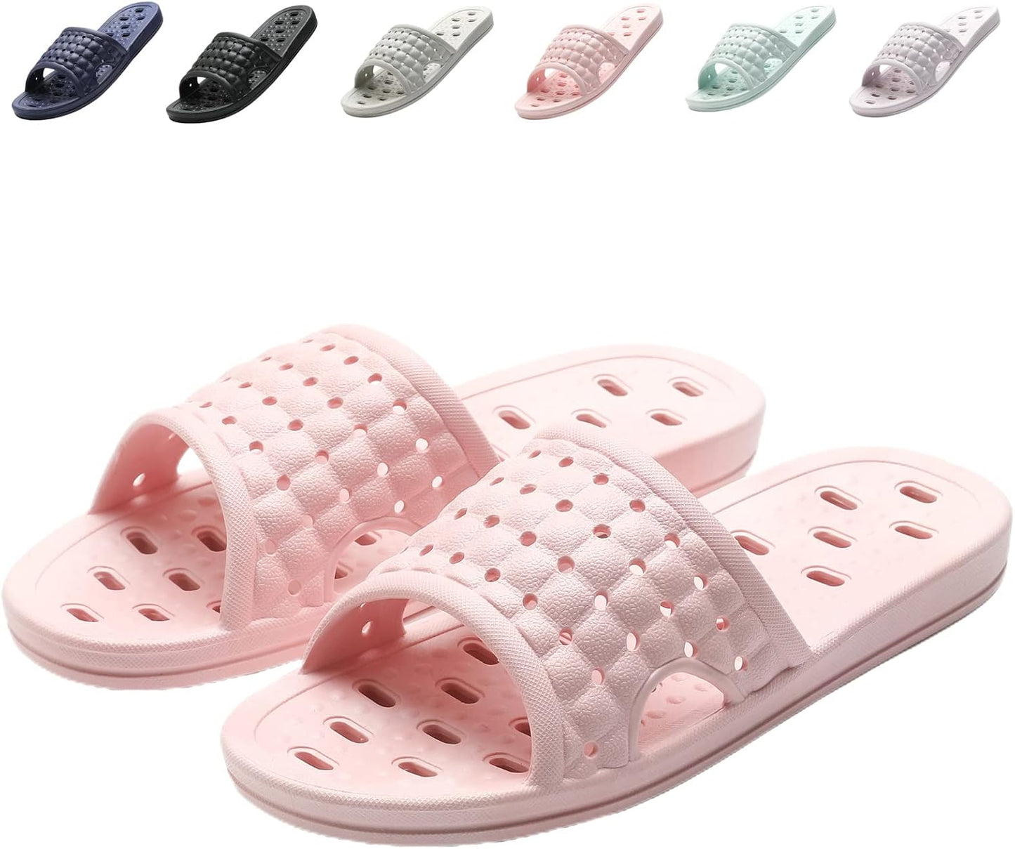 Quick Dry Shower Shoes for Men & Women - Non-Slip Dorm Slippers | Comfortable Slides