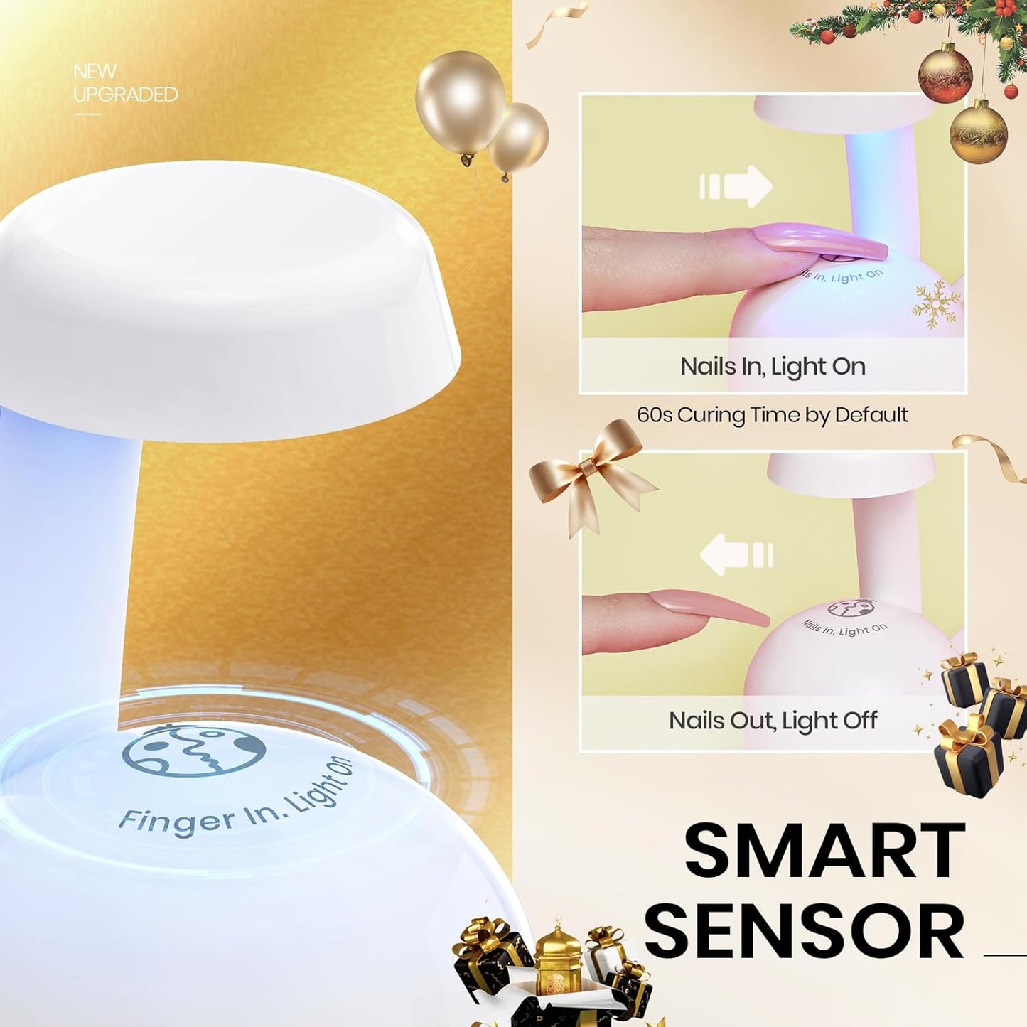 Mini UV Light for Gel Nails - Smart Sensor Flash Curing, Portable LED Manicure Tool | Fast & Easy DIY Nail Art