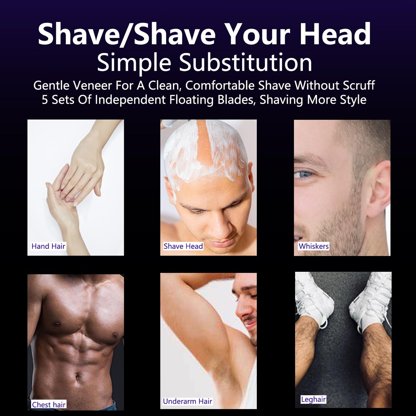HONTEC New Upgrade 5 Head Shaver Replacement Heads for Skull Shaver, Pitbull, Palm and Butterfly Kiss Shavers