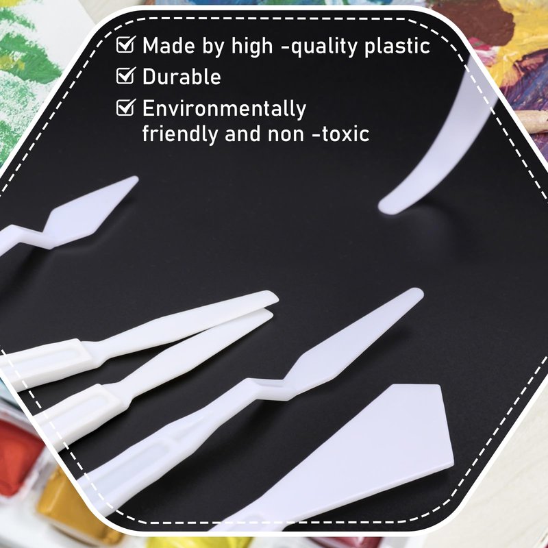 30 Pcs Paint Spatula Tools Plastic Painting Palette Knives White Art Artist Knife Tools Thin and Flexible Art Pallet Knife Palette Knife Set for Oil Acrylic Painting Color Mixing