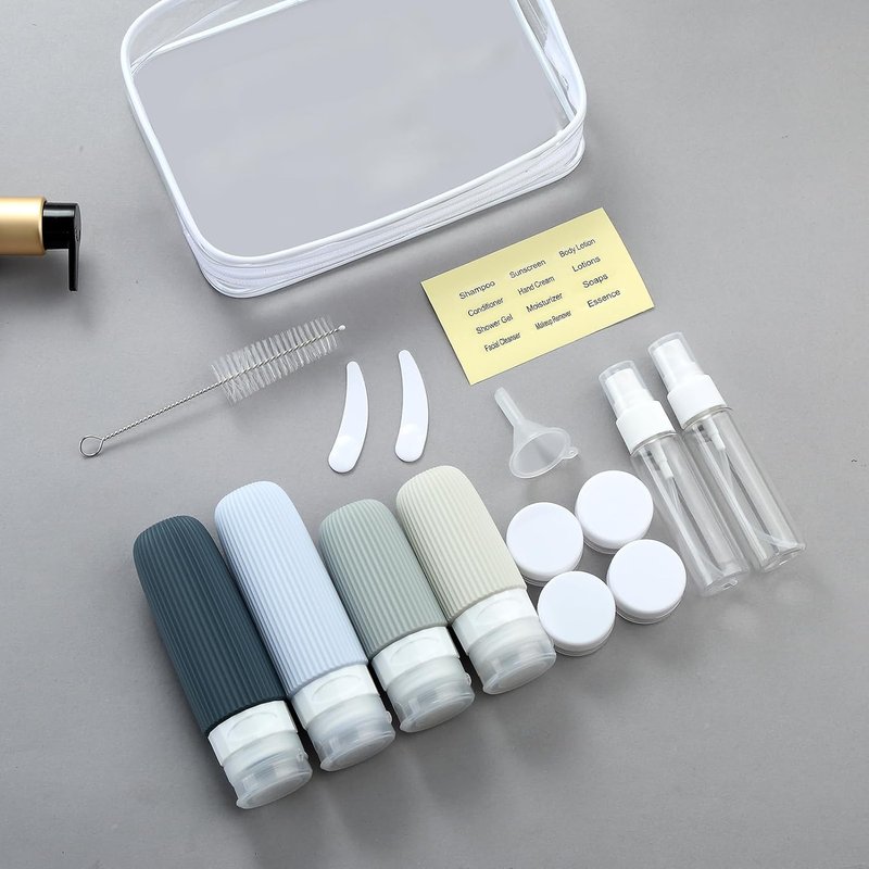 Travel Bottles Set - 16 Pack TSA Approved Leak Proof Silicone Containers for Toiletries | Refillable Travel Accessories