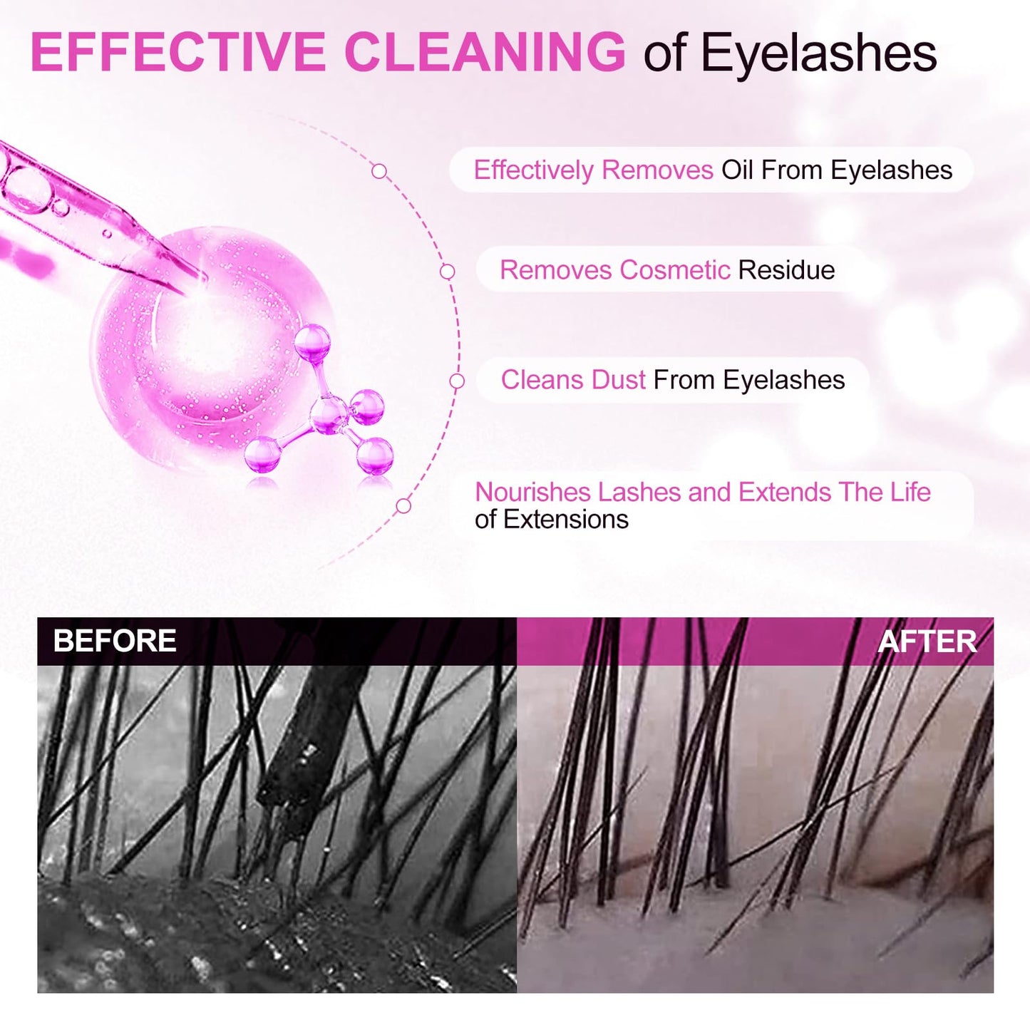 AuReve Lash Shampoo Concentrate 30ml Lash Cleanser Concentrate Add Hyaluronic Acid Oil-Free Lash Extension Shampoo Perfect for Salon，Cherry Blossom
