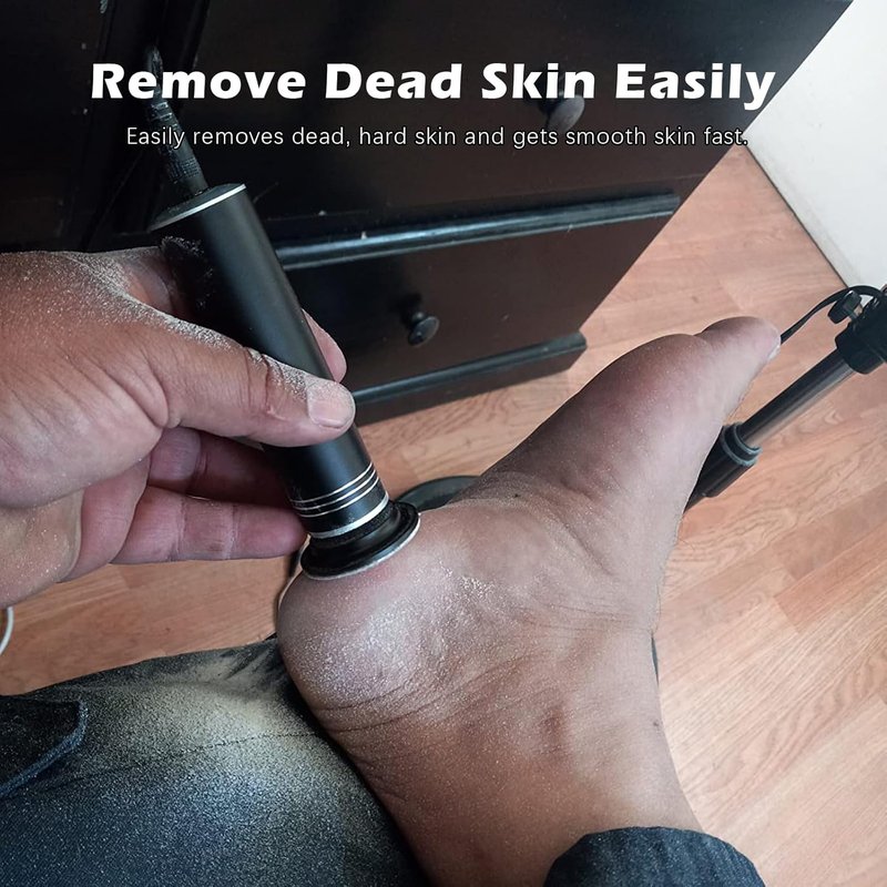 Electric Callus Remover - 1200RPM Adjustable Speed Foot Sander | Pedicure Tool for Cracked Skin, 60 Sandpaper Discs, Black