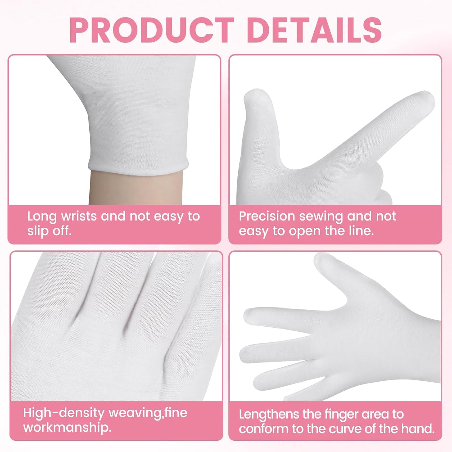 Cotton Gloves for Dry Hands - 20 Pcs Soft Moisturizing Spa Gloves for Eczema & Skin Care | Stretchable for Men & Women
