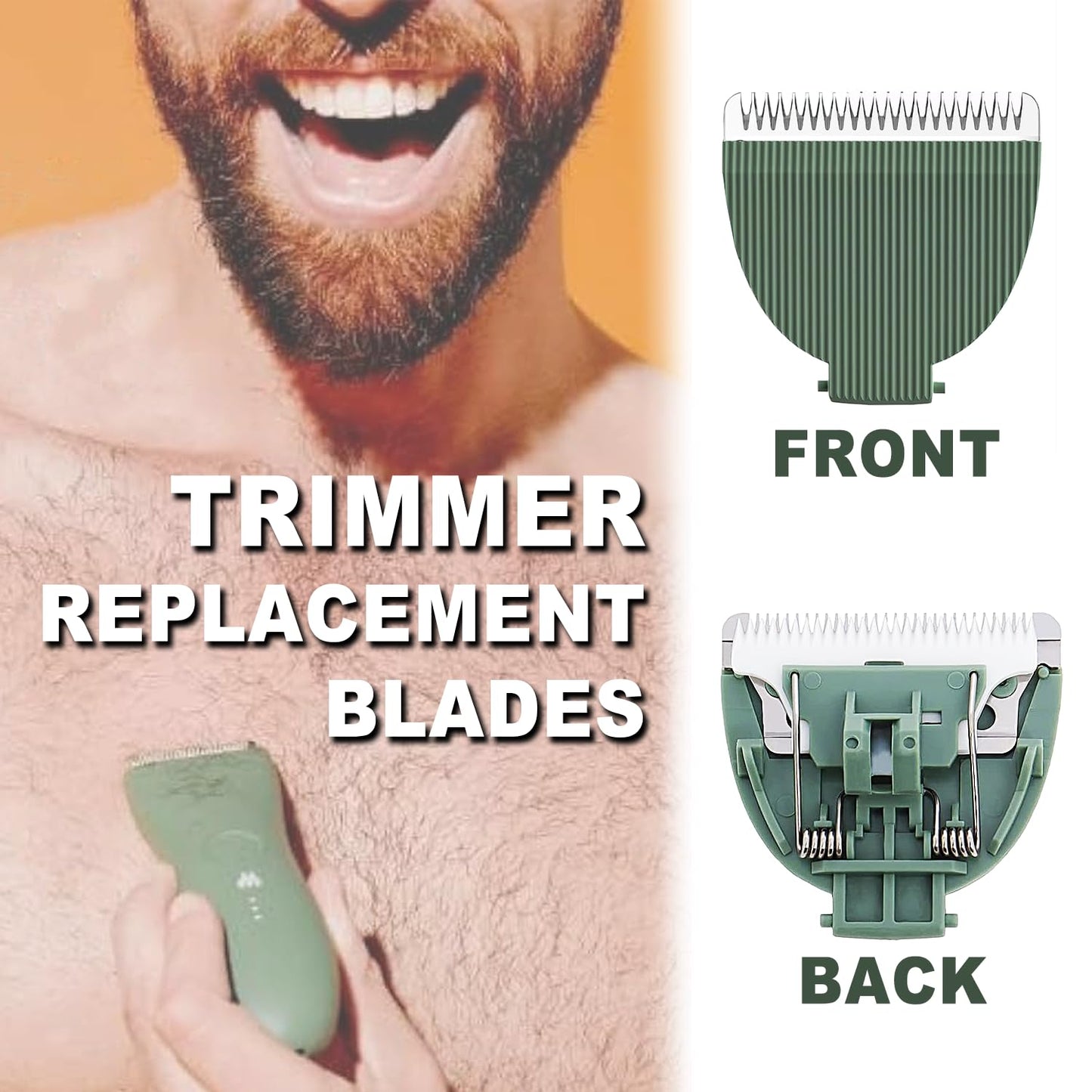 3 Packs Green Replacement Blades for Meridian Trimmer,Compatible with Meridian Body Trimmer Onyx & Sage，Hygienic Ceramic Replacement Blades