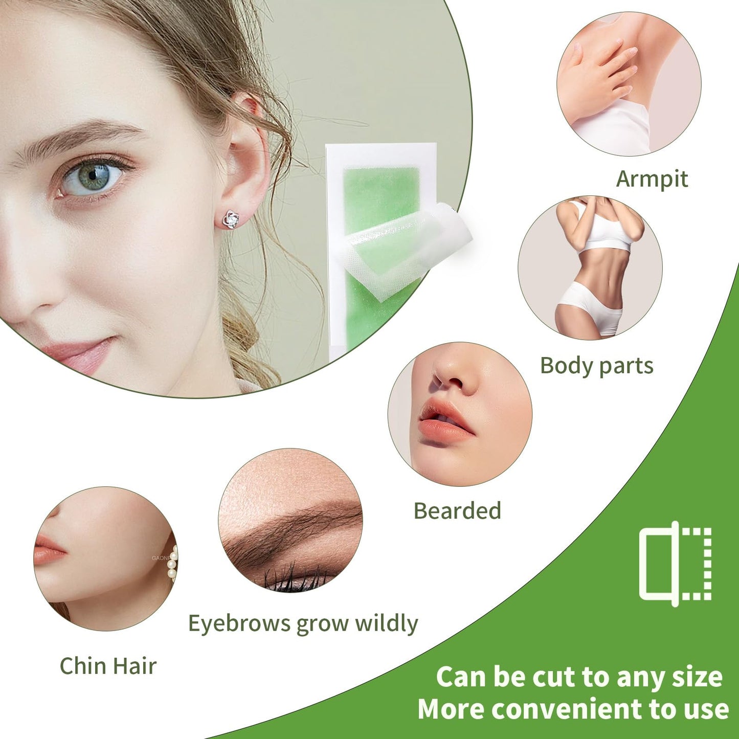 Facial Wax Strips for Women – 98% Natural Formula, Hypoallergenic for Sensitive Skin – Face Wax Strip for Hair Removal, Gentle & Quick Eyebrow Wax Strips for Upper Lip, Chin, Legs & Bikini Line