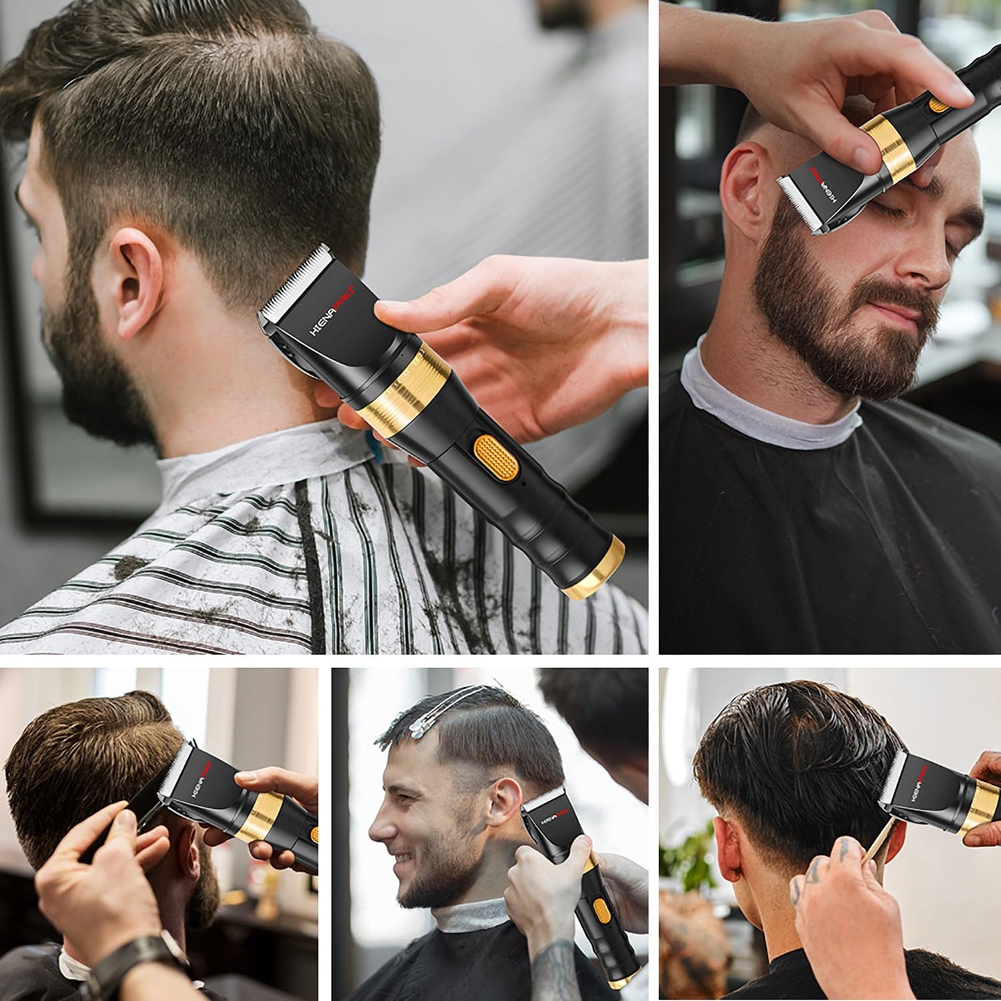 HIENA PRO Professional Hair Clippers for Men, Cordless Rechargeable Hair Clipper, Clipper and Trimmer for Hair Cutting, Low Noise Hair Cutting Tools, Gifts for Men