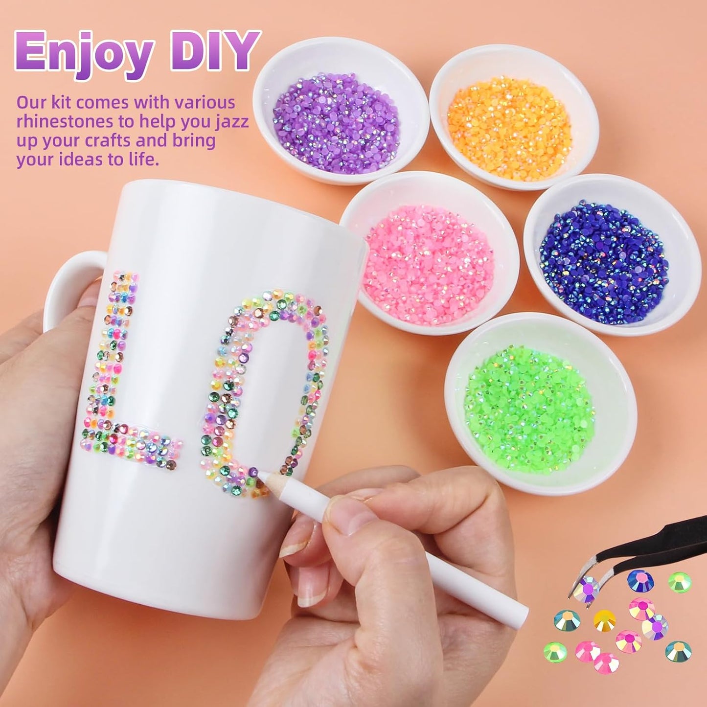 32 Colors Resin Jelly Rhinestones - 45000 Pcs 3mm Flatback Gems for Crafting | Bedazzler Kit with 3 B7000 Jewelry Glue