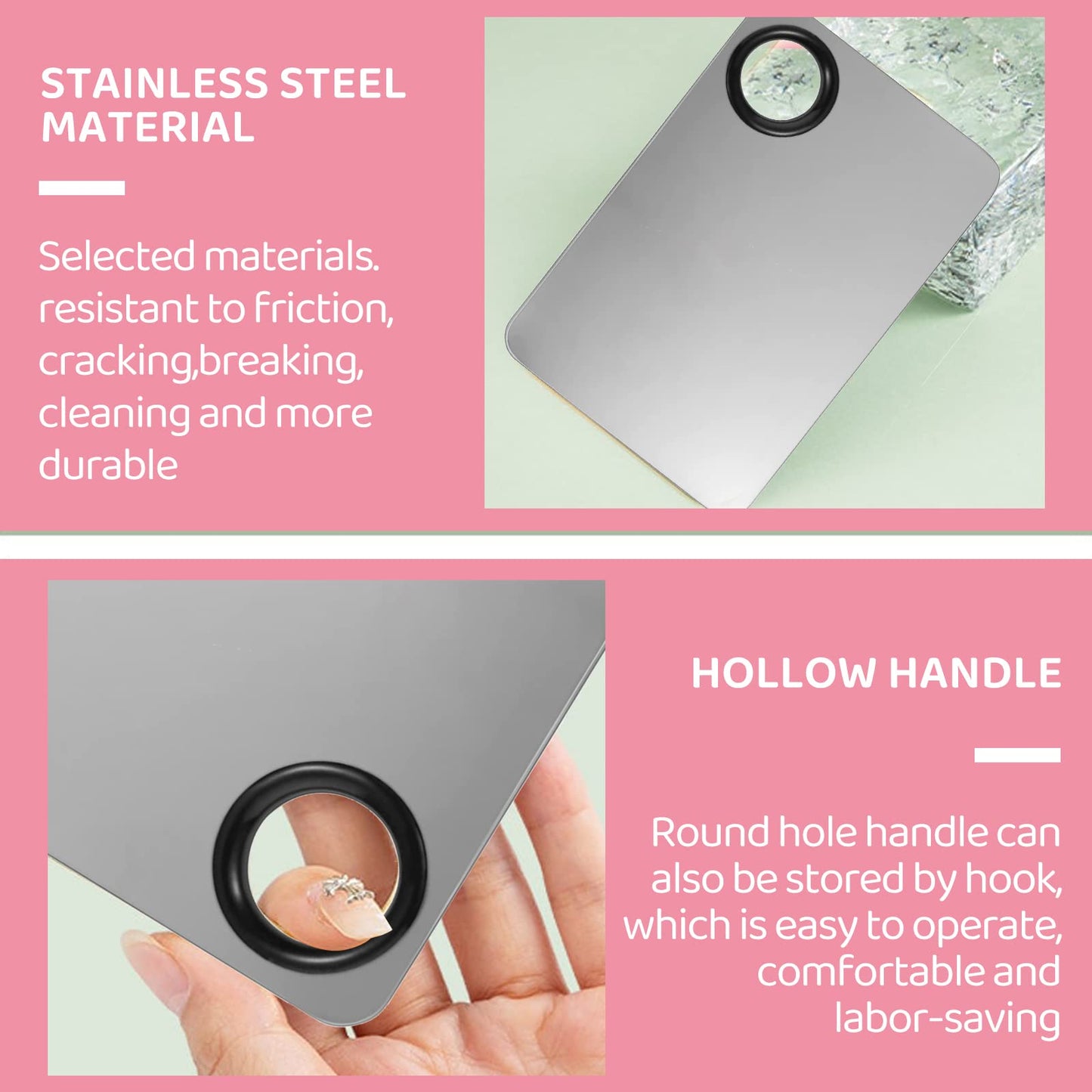 KissDate Makeup Mixing Palette with Foundation Brush for Liquid Makeup and Korean Makeup Spatula, Stainless Steel Makeup Palette Tray Mixer Nail Art Palette Mixing Tray
