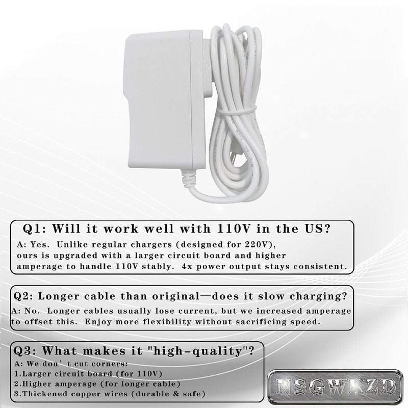 10 ft Charger Replacement for Hello Baby Monitor HB66, HB6550, HB50 Power Cord, 5V Adapter Charging Cable