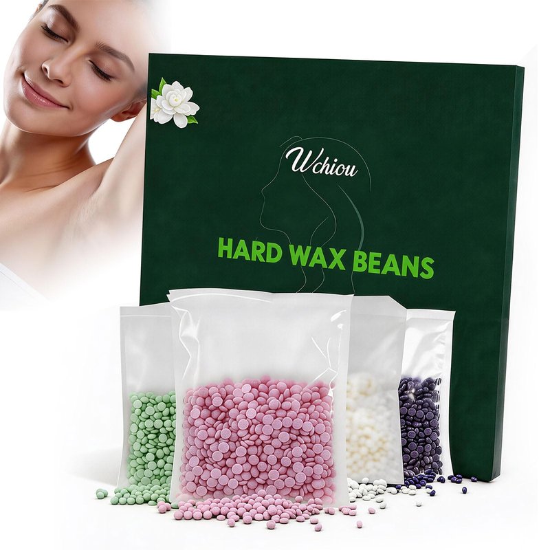 Hard Wax Beads for Hair Removal Wax Beans for Sensitive Skin with Aloe Vera Coconut Rose and Lavender Formula For Bikini Brazilian Waxing Face Body Legs Underarms Chest 4X100g