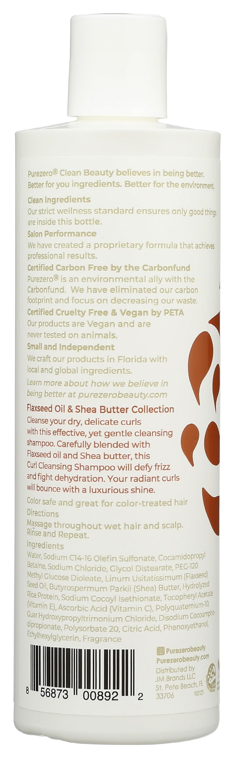 Purezero Flaxseed Oil & Shea Butter Shampoo - Curl Care - For Curly Hair Detangle & Defrizz - Great For Color Treated Hair 12 oz