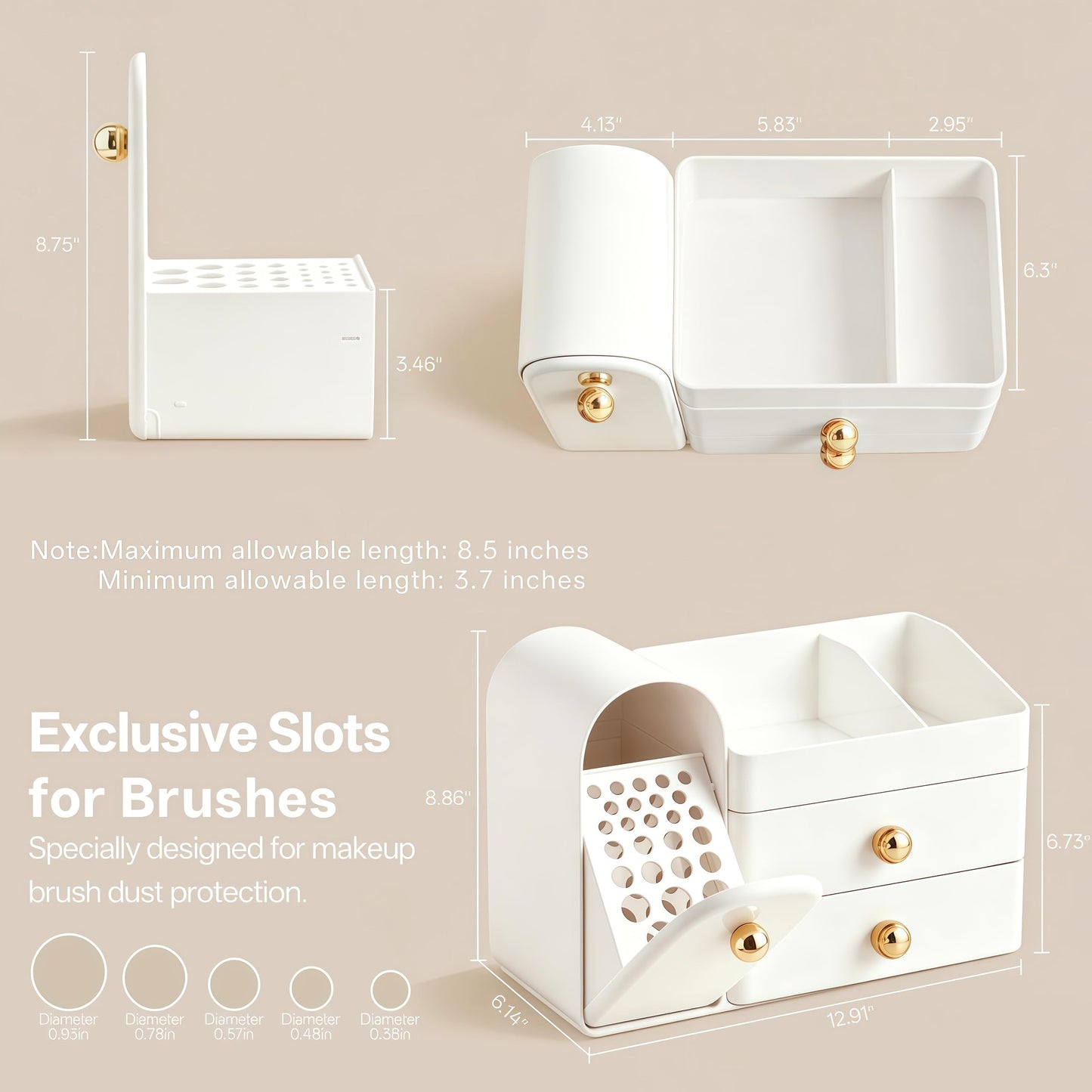 HBlife Makeup Organizer with Brush Holder for Vanity