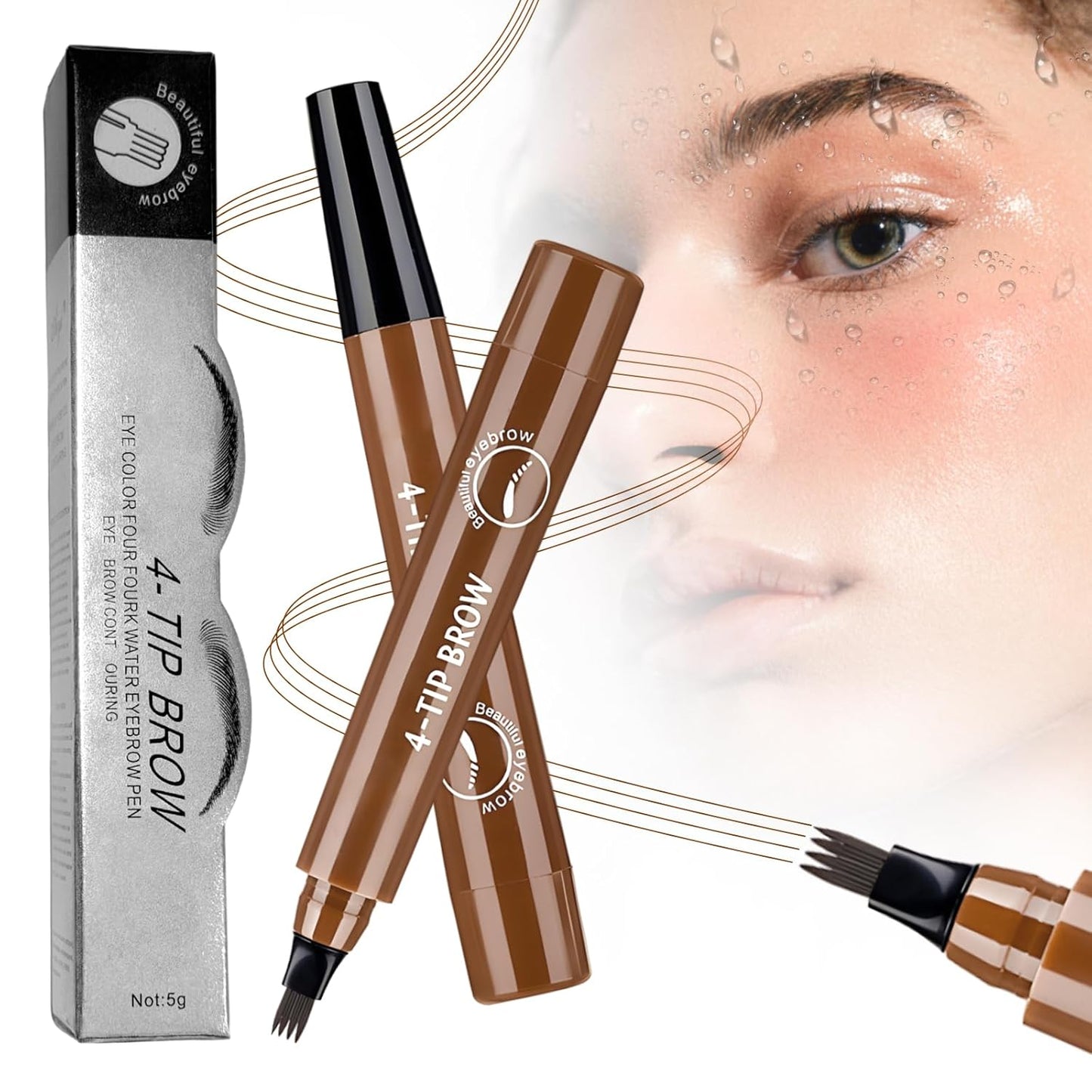 Microblading Eyebrow Pencil - 2026 Upgraded Contouring Tool with Micro-Fork Tip | Premium 3D Waterproof, Dark Brown