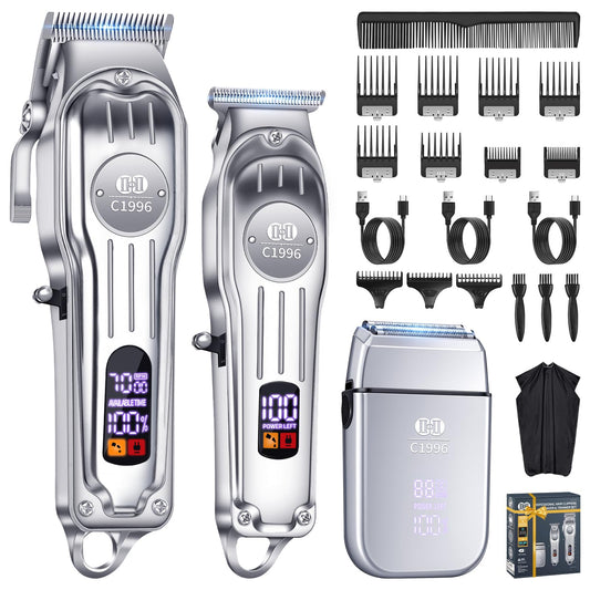 CIICII Mens Hair Clippers and Trimmers Set, Professional Cordless Barber Clippers for Hair Cutting Kit (Electric Razor Shavers & Beard/Hair Trimmer Haircut Kit) Clippers for Men DIY Home Salon