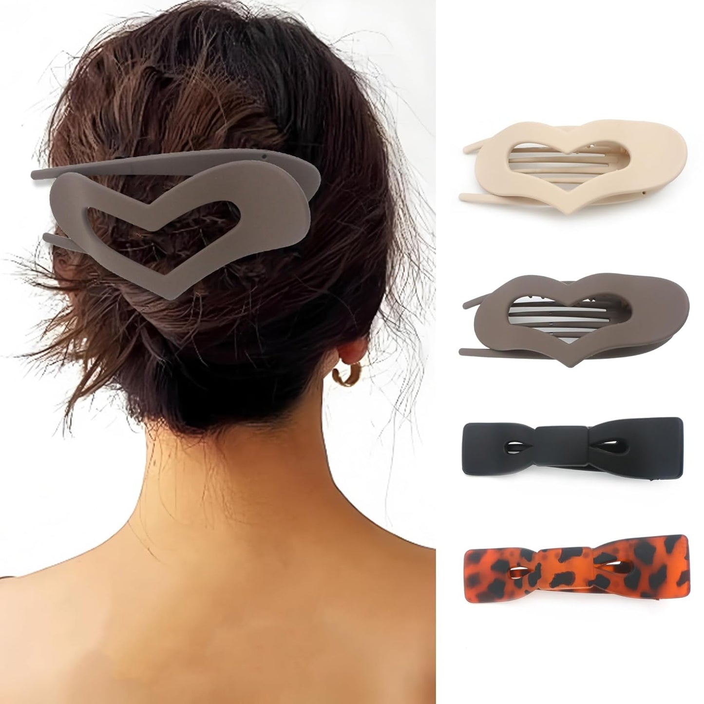 Flat Hair Clips for Women - 4 Pack Matte Oval French Claw Clips, 3.8 Inch Non-Slip Strong Hold for Thick & Thin Hair | Ideal for Daily Styling