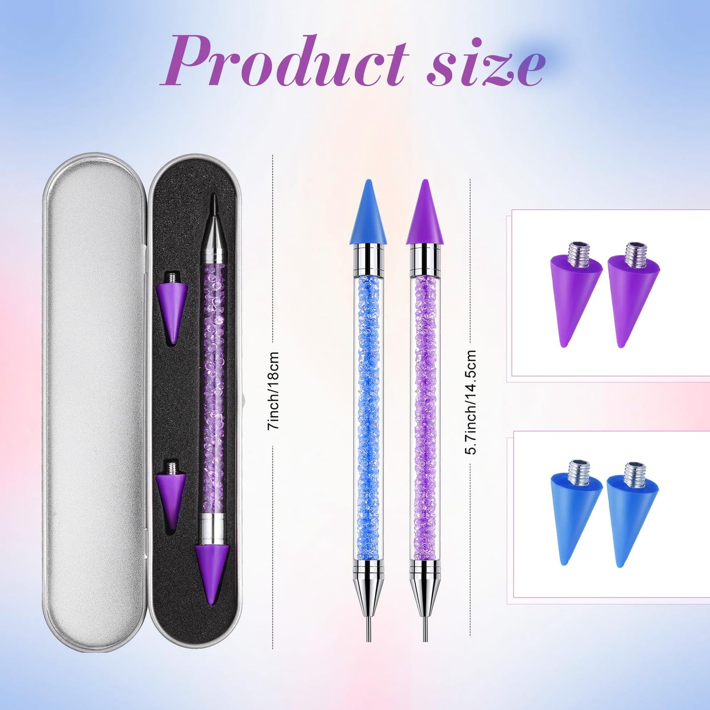 Tatuo 2 Pcs Rhinestone Picker Tool Kit with Extra 2 Wax Head,Purple, Blue