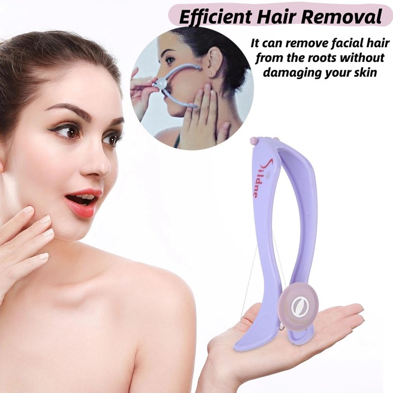 BZOBN Eyebrow Face and Body Hair Threading and Removal System, Purple, Manual Epilator with Threading Tool