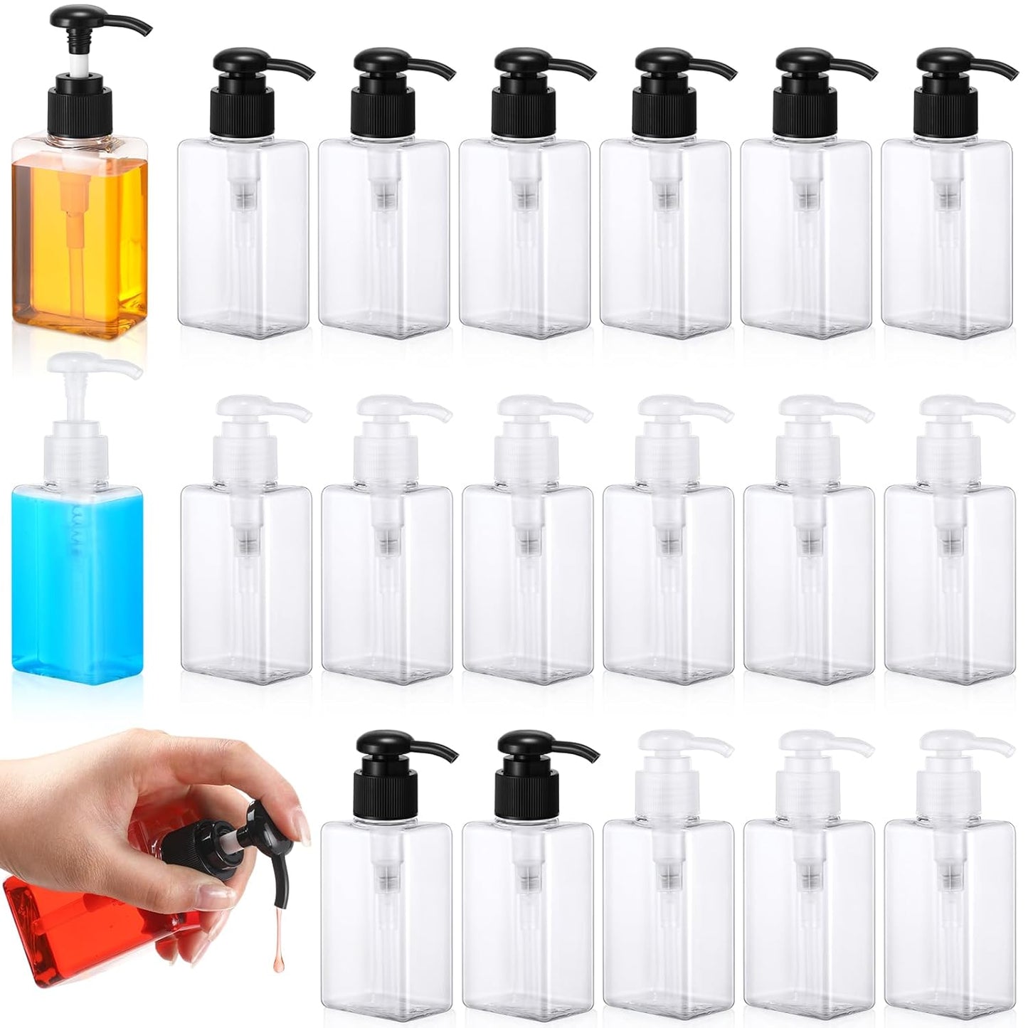 12 Pcs Mini Travel Pump Bottles - 100ml Plastic Dispenser Containers | Green & Brown