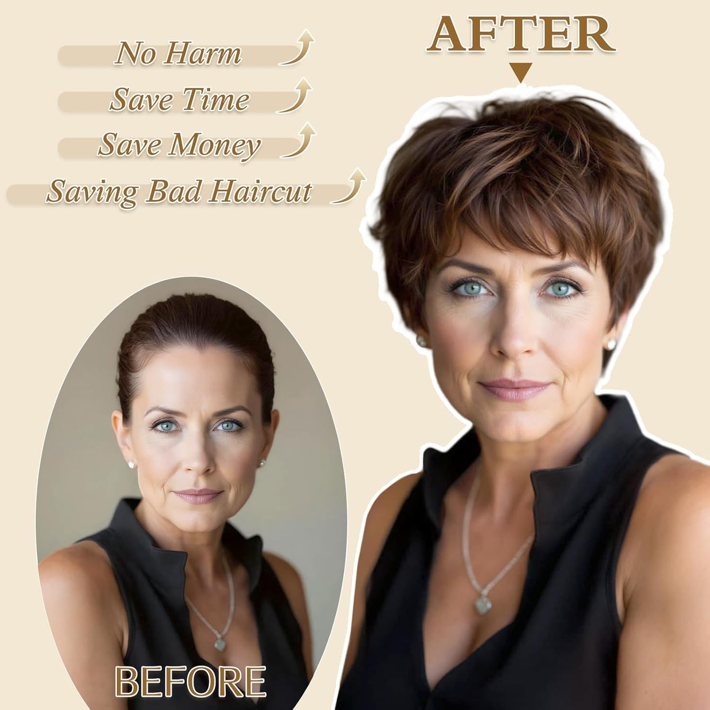 Grey Pixie Wigs for Women - Short Natural Layered Synthetic Hair | Heat Resistant Daily Wear