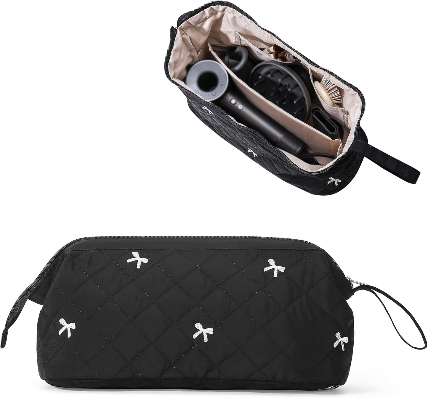Large Quilted Hair Tools Travel Bag - Cute Dustproof Organizer for Hair Dryer & Curling Iron | Aesthetic Design
