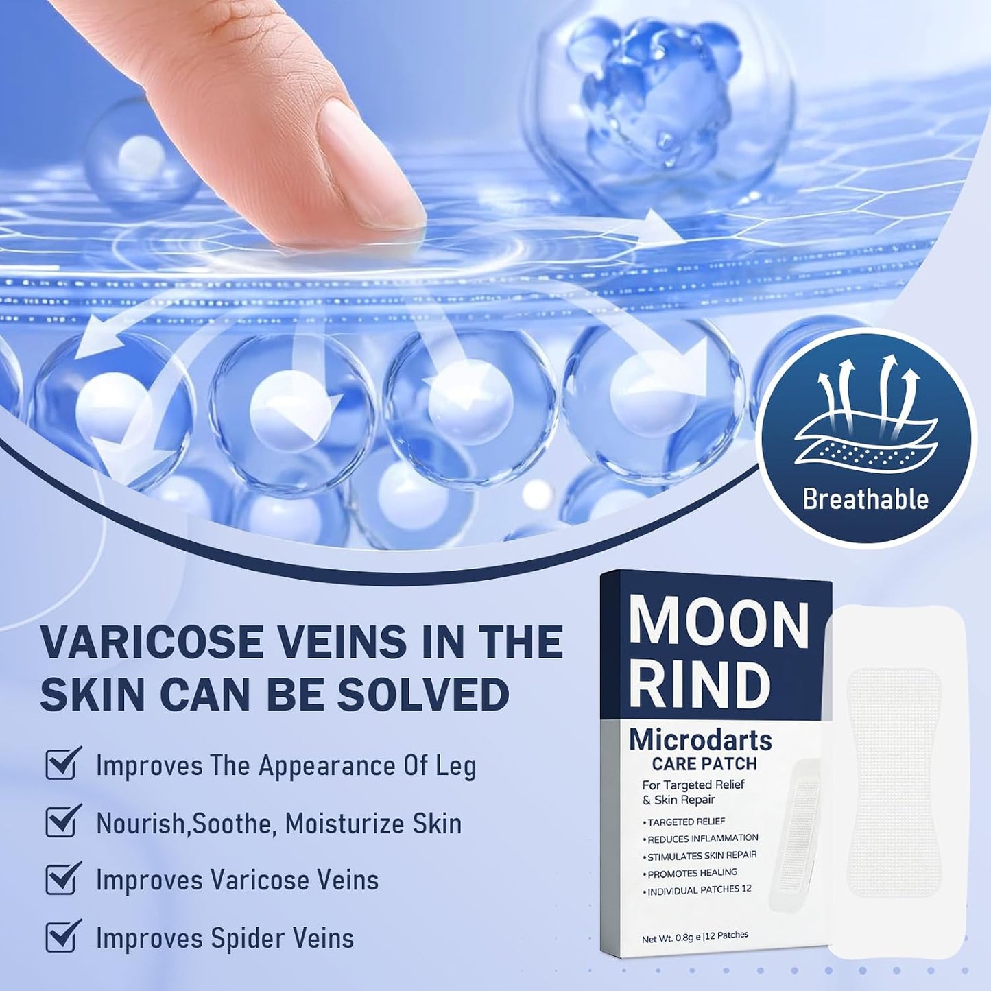 Moonrind Microdarts Care Patch - Relieve Leg Discomfort & Moisturize Skin | 2PCS, Deep Treatment for Fatigue