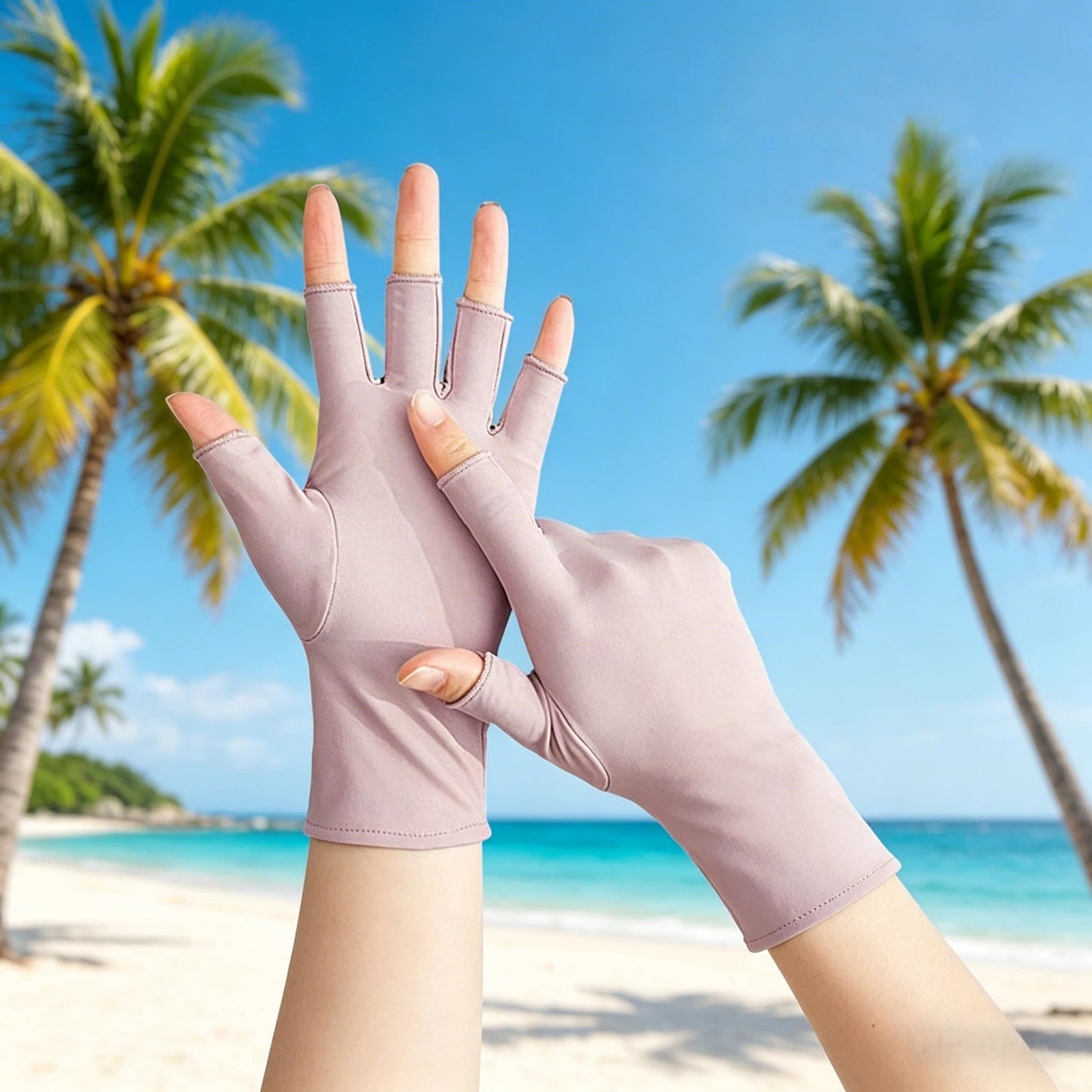 1 Pairs Summer Cooling Sun Gloves,UV Protection Driving Gloves,Women Fingerless Nail UV Gloves(Pink)