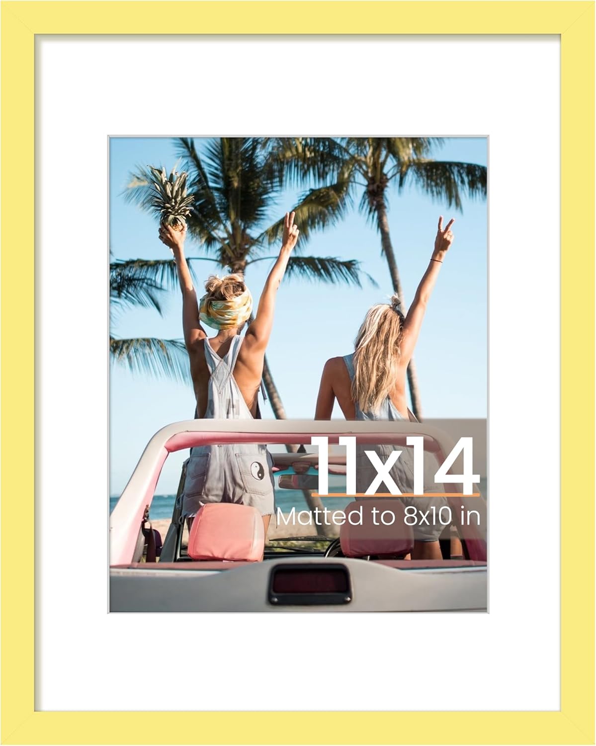 Upsimples 11x14 Picture Frame - Display 8x10 Photos with Mat or 11x14 Without Mat | Black Wall Hanging Frame