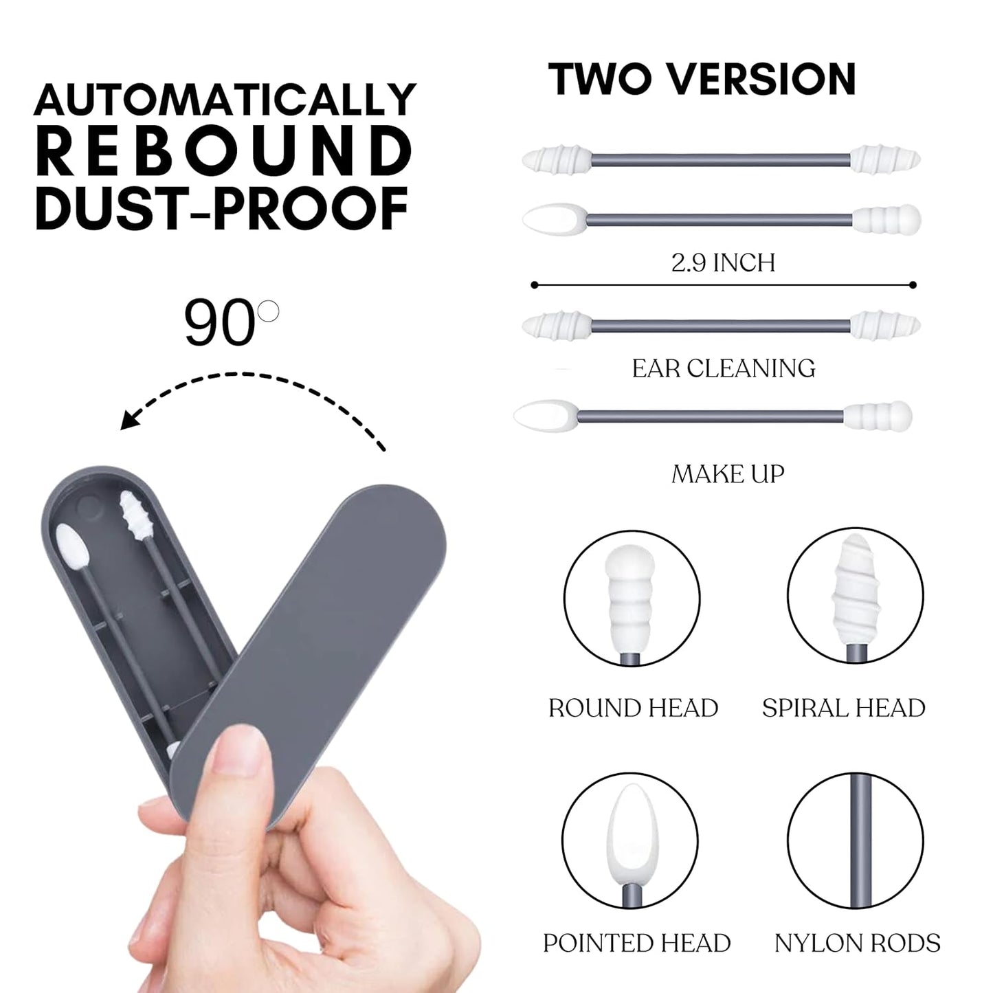 Double-Tipped Silicone Swabs - Portable & Reusable Ear Care, Makeup & Travel Essentials | Purple