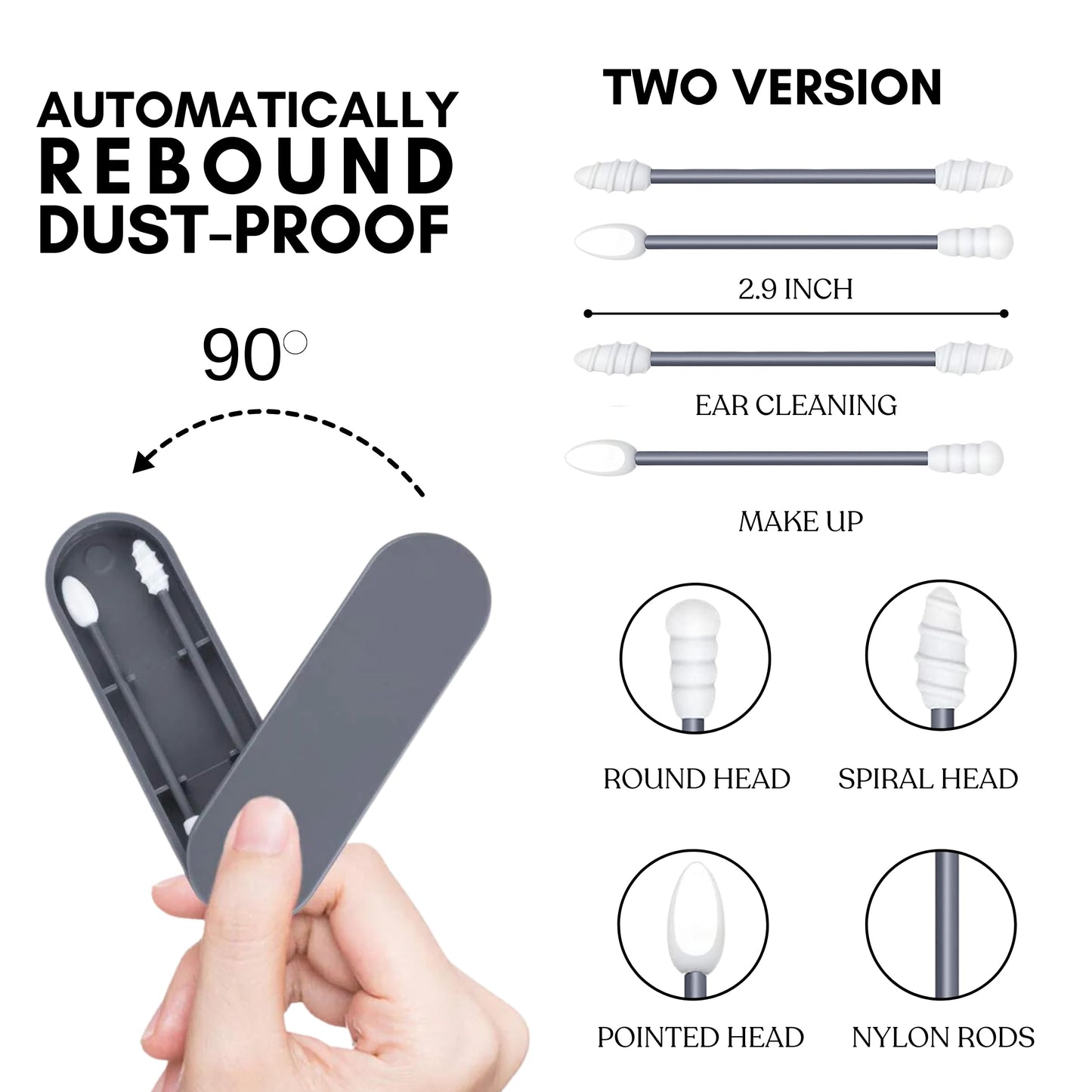 Portable and Reusable: Double-Tipped Silicone Swabs – for Cleanable Ear Care, Makeup, and Travel Essentials (Purple)