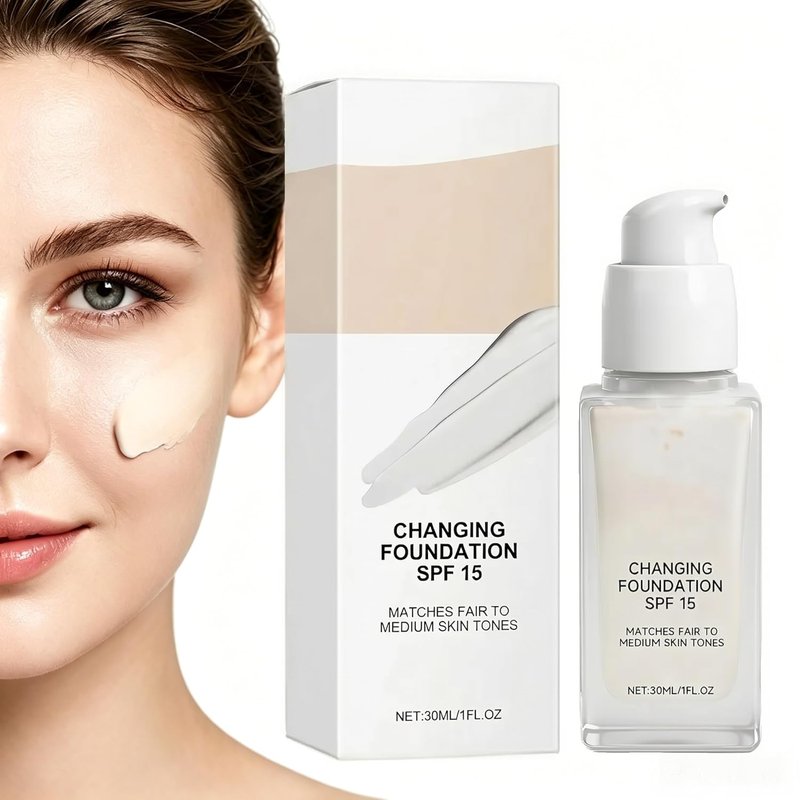 Color Changing Foundation for Mature Skin - 2-in-1 Hydrating Liquid | Lightweight, Natural Finish for All Skin Tones