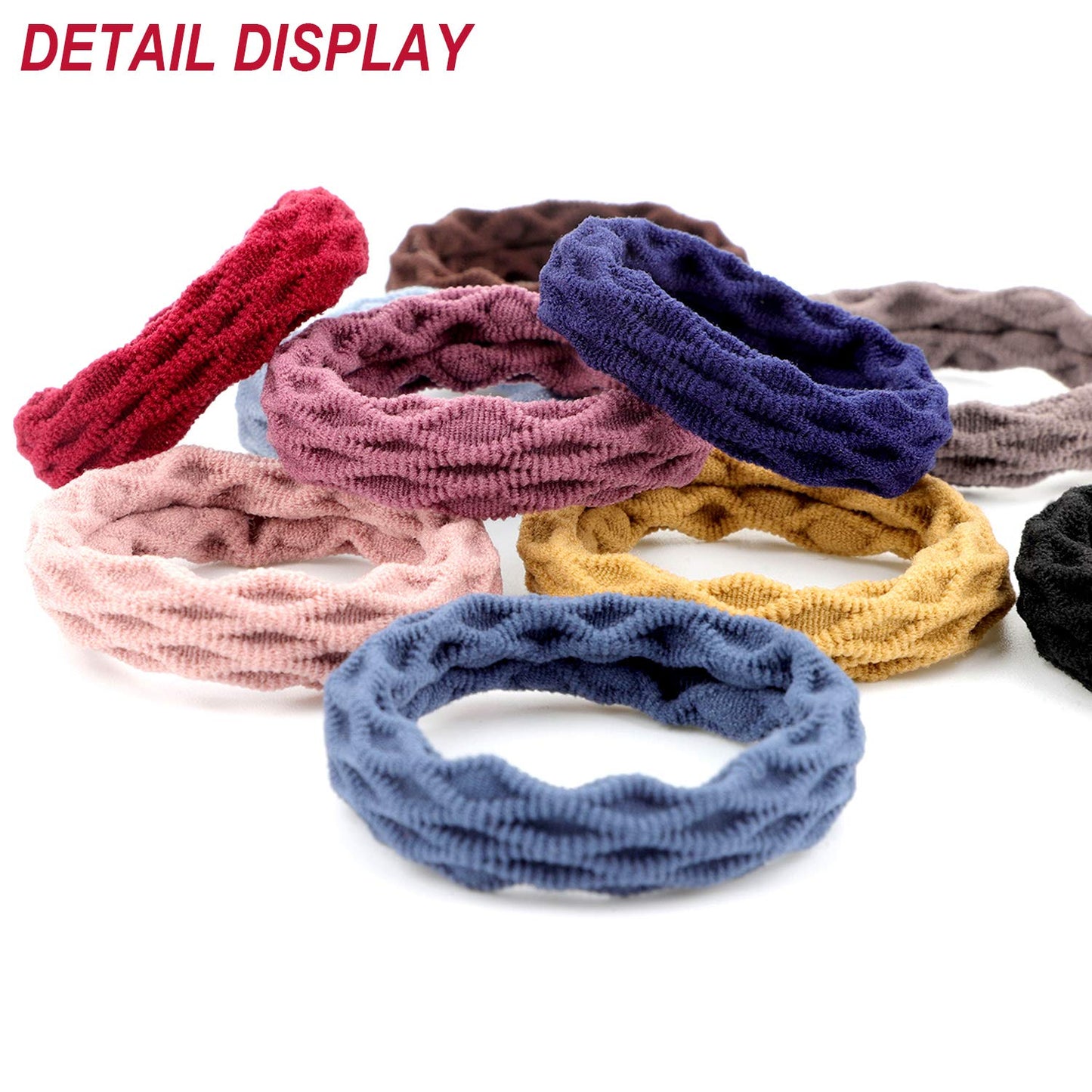 Seamless Hair Ties - 60 Cotton No Crease Bands for Thick, Curly Hair | Lightweight & Highly Elastic, Mixed Colors