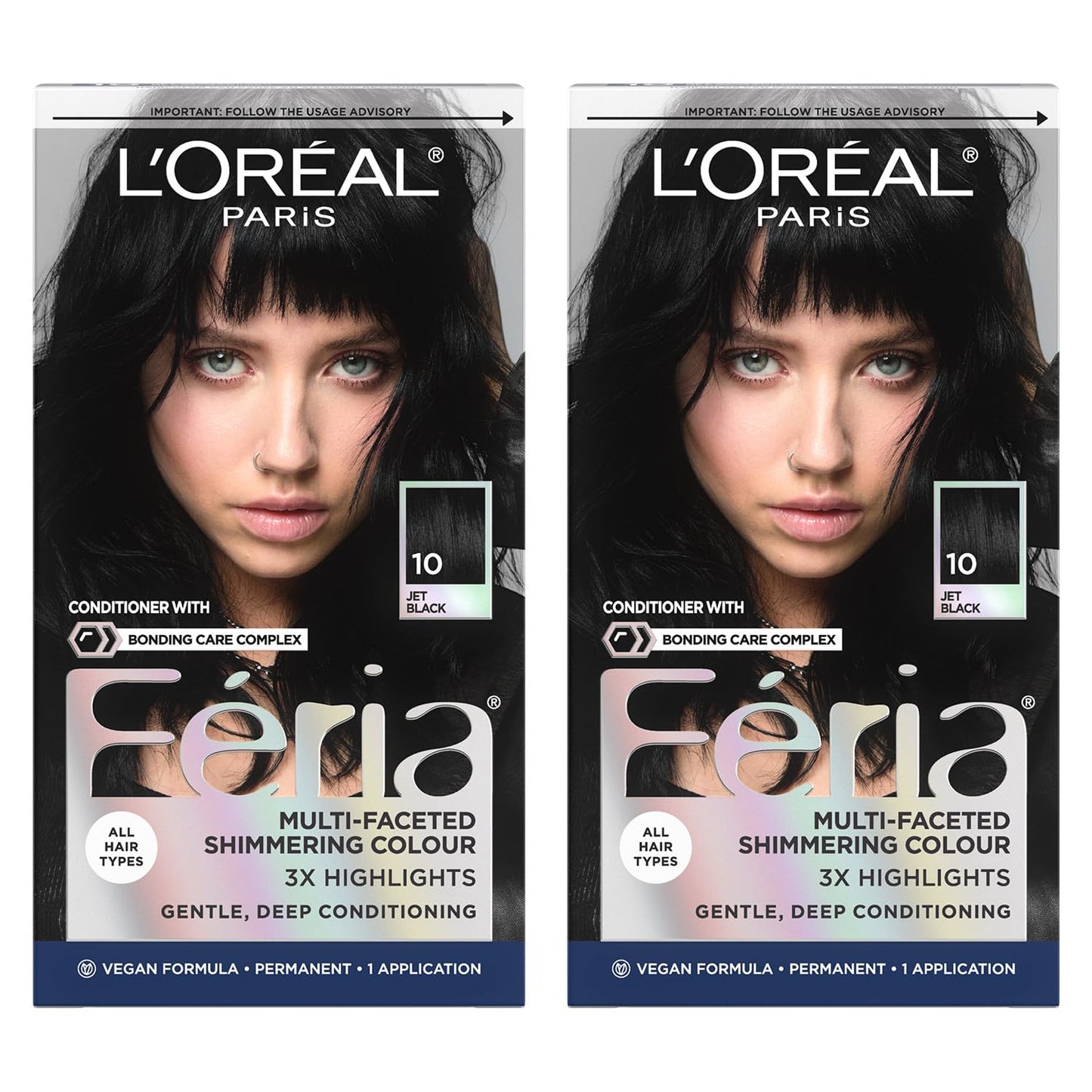 L’Oreal Paris Feria Hair Color - High Intensity Jet Black Dye for 3X Highlights | 1 Kit