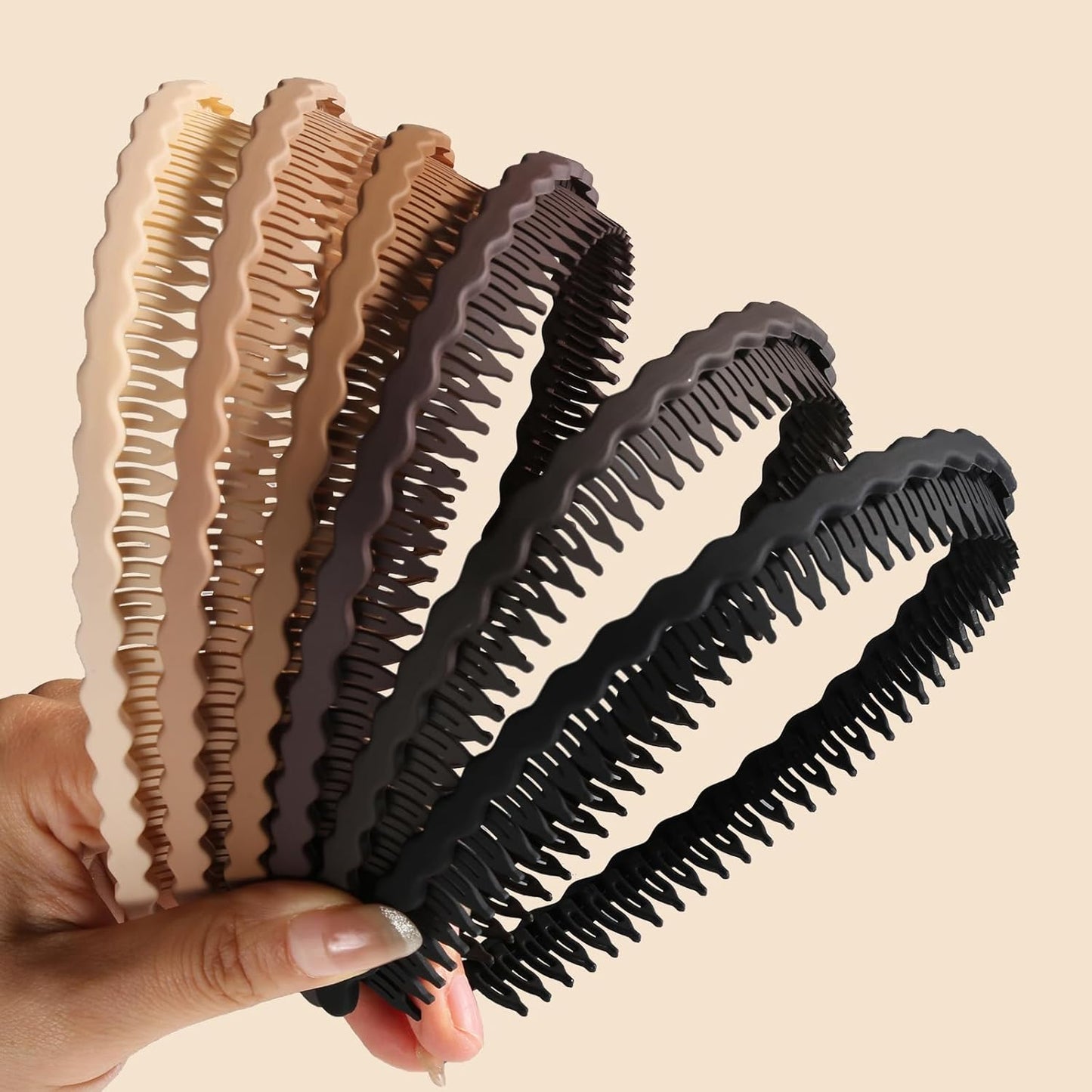 Non-Slip Headbands for Women - 6 Pcs Zig Zag Hairbands with Teeth | Perfect for Workouts & Daily Wear