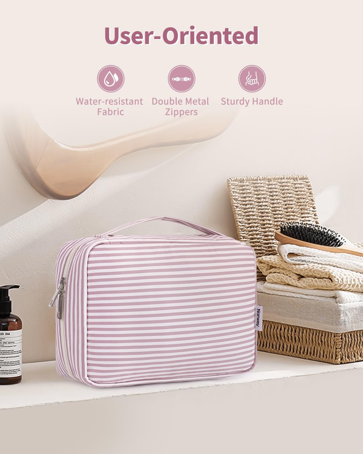 Narwey Small Hanging Travel Toiletry Bag - Stylish Organizer for Makeup & Toiletries | Ideal for Women & Girls