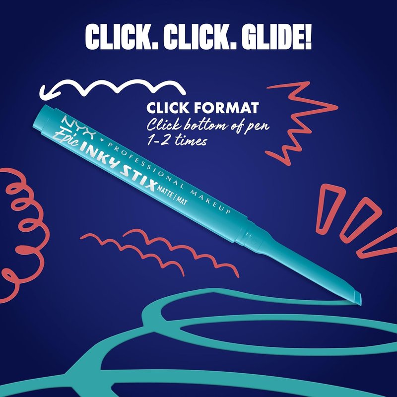 NYX Epic Inky Stix Eyeliner - Waterproof Mechanical Cream Gel | 24HR Wear, Cyber Cyan (Matte Electric Blue)