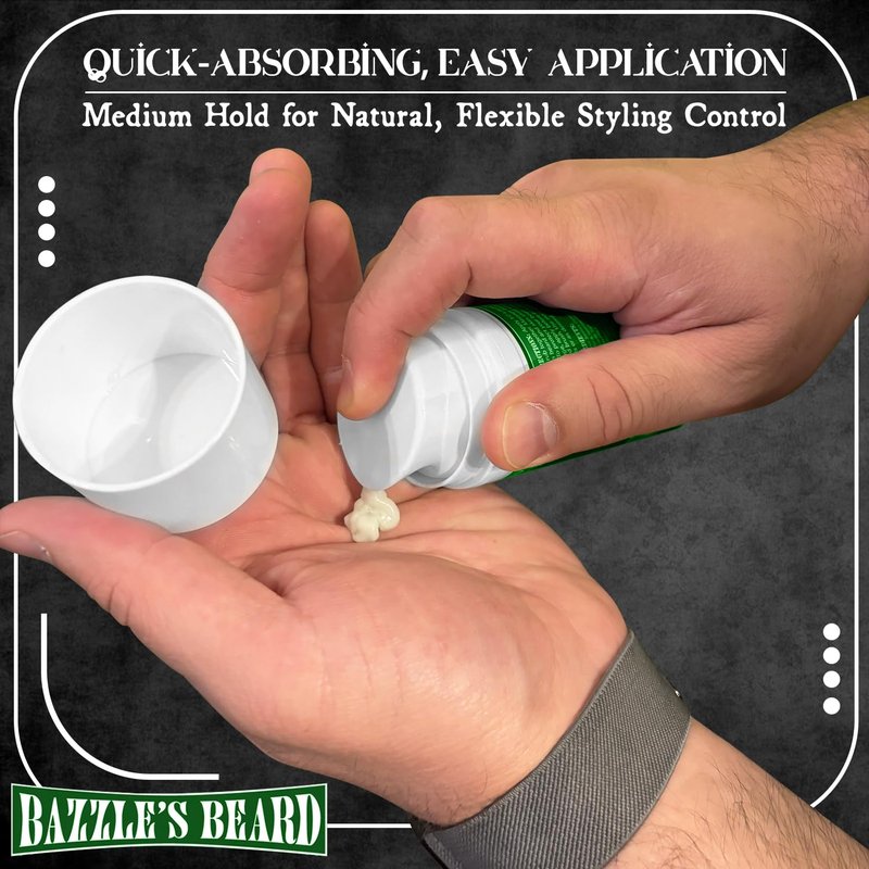 Bazzle's Beard Thickener – Beard Growth Kit & Balm with Biotin for Hair Growth for Men, Infused with Oat Protein for Medium Hold and Light Fragrance, Facial Hair & Mustache Styling Balm Conditioner