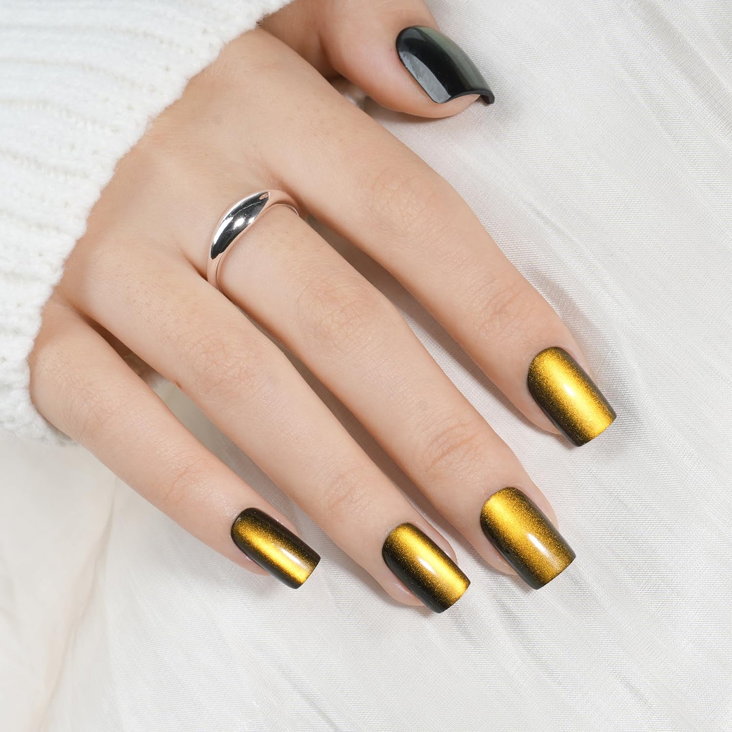 Glossy Red Press On Nails - Almond Shape Fake Nails with Glue | 32 PCS, 16 Sizes for Women