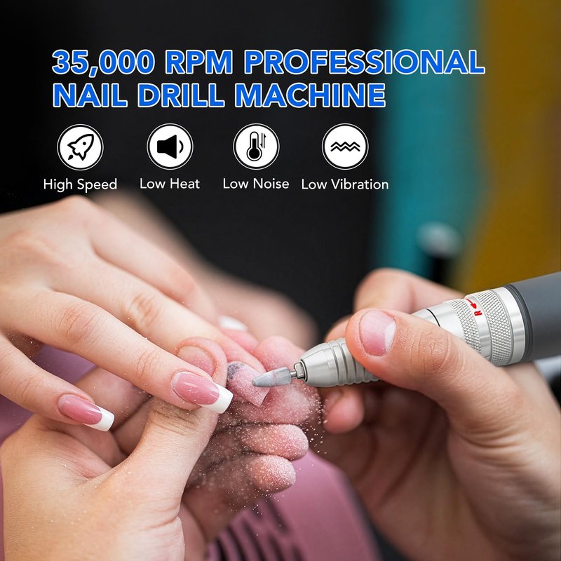 Nail Drill Handpiece for Super UP200, 35000RPM Professional Electric Nail File Handle Replacement 3 Pins for Manicure Art Tool, Low Noise and Smooth (Only Handpiece)