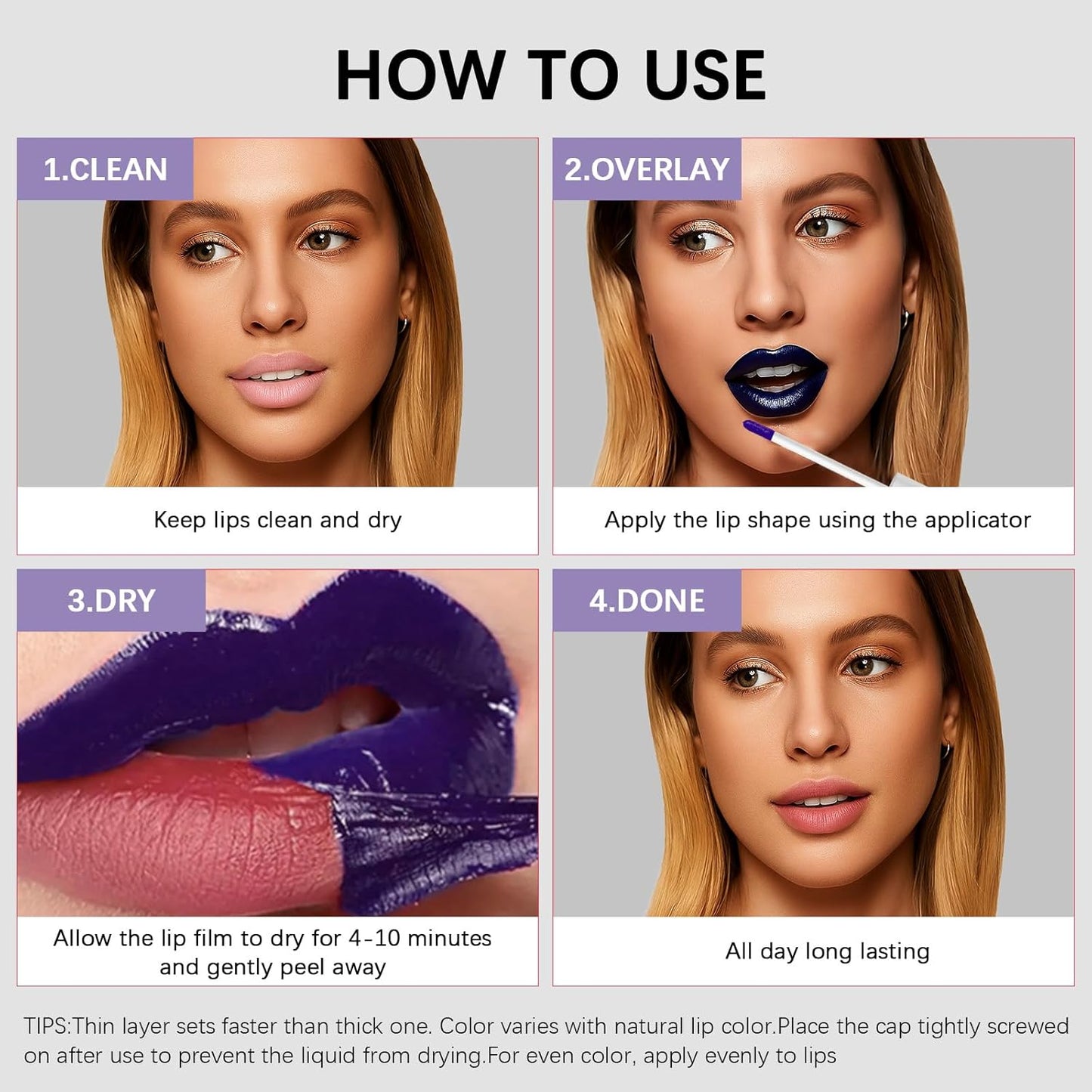 Long-Lasting Waterproof Lip Stain | Transferproof Matte Peel Off Lip Tint