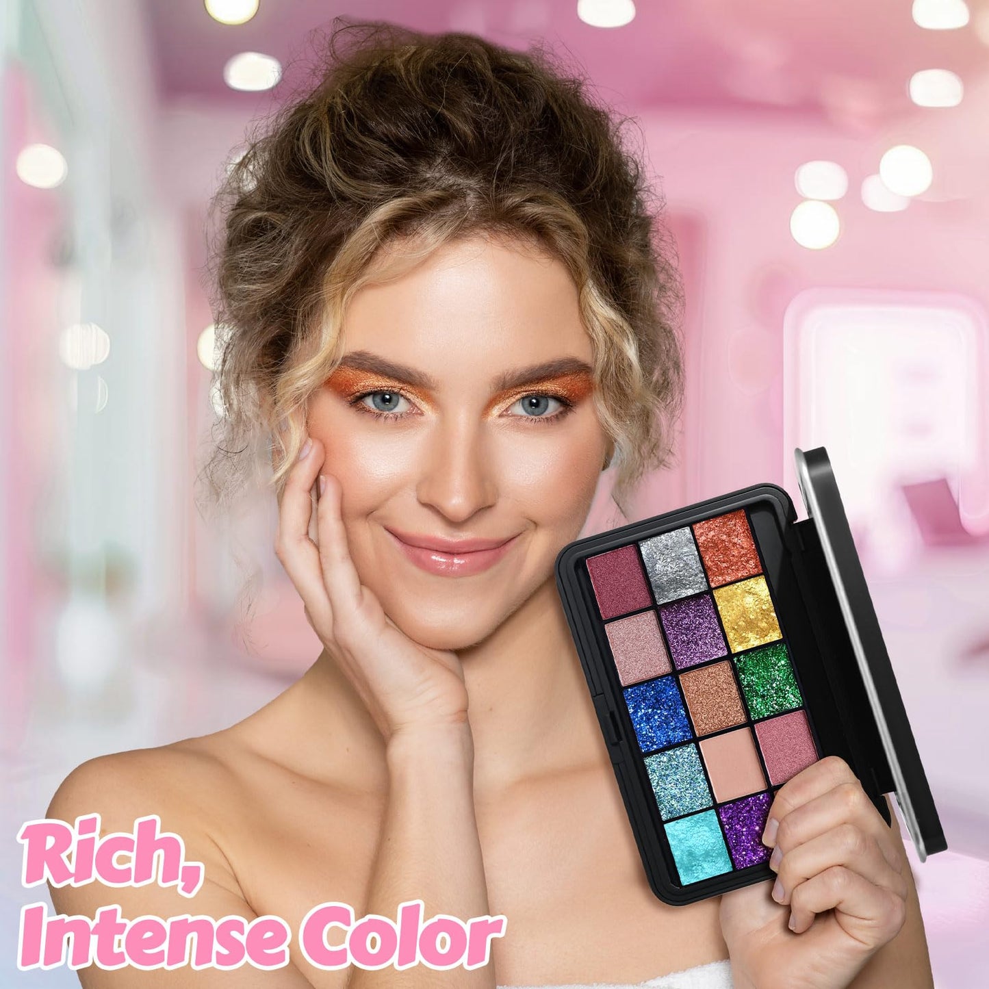 Gdblsm Eyeshadow Making Kit- 18 Colors Professional Eyeshadow Palette, Make Your Own Eyeshadow with Mirror Shimmer Matte Glitter Pigment Pressed Eye Shadow Makeup Pallet Kit Gift for Girl Women