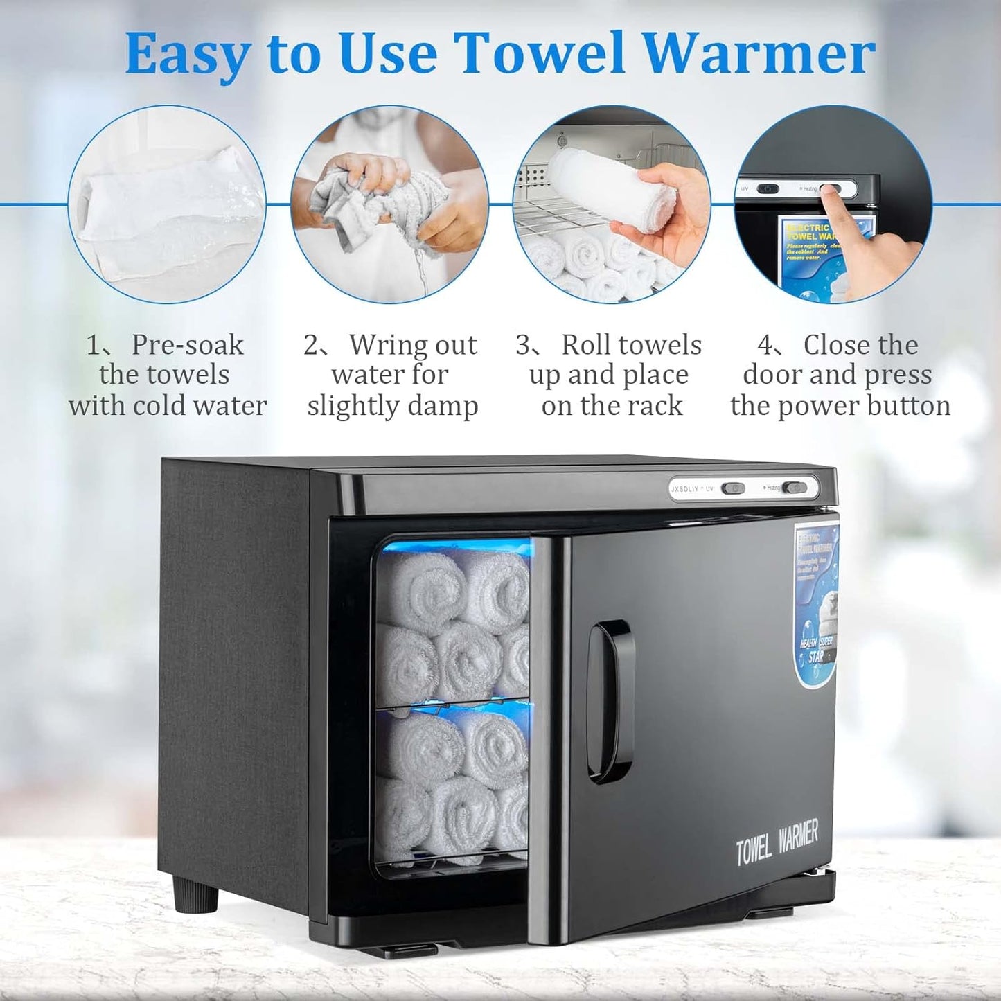 Towel Warmer Cabinet - 23L Large Capacity LED Hot Towel Heater for Spa & Salon | Quick Heating, Black