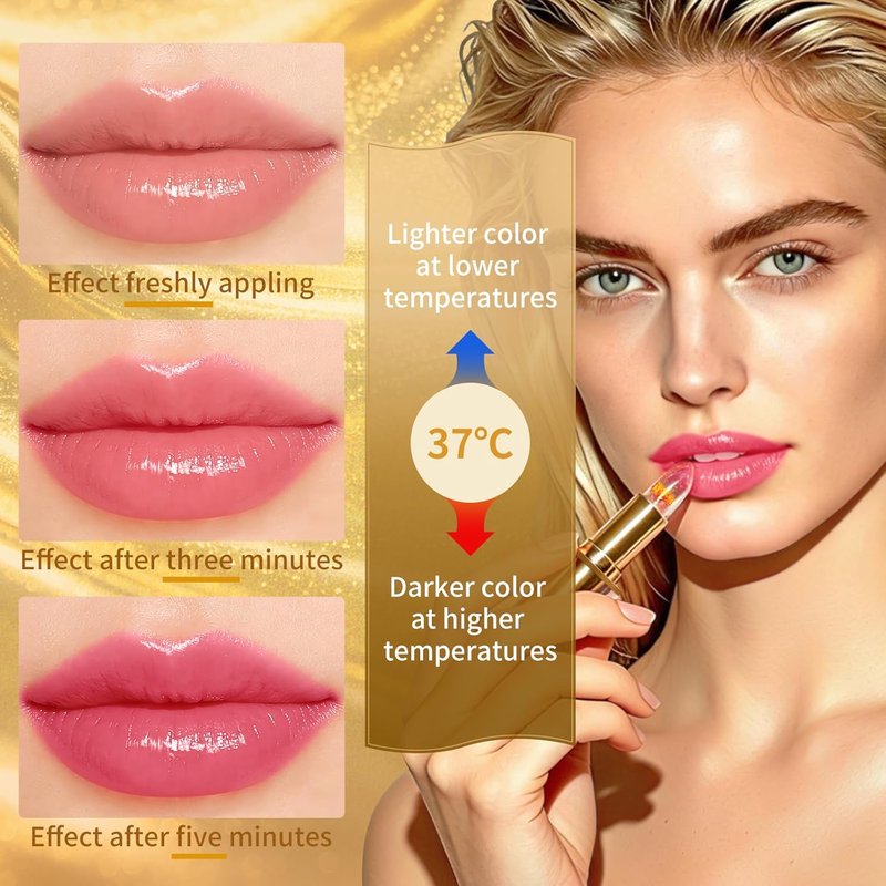 Color Changing Lipstick - Daisy Flower Jelly Tinted Lip Balm, Temperature Adjusting, Moisturizing & Long Lasting | Transferproof Gloss