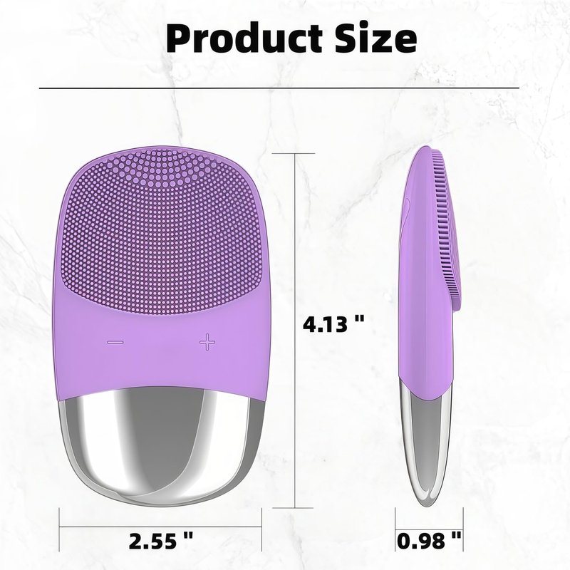 MEGAN Facial Cleansing Brush,USB Rechargeble Electric Silicone Face Scrubber,IPX7 Waterproof Sonic Facial Massager, 3 in 1 face Brush for Deep Cleanning, Blackhead Remover, Exfoliating. (Purple)