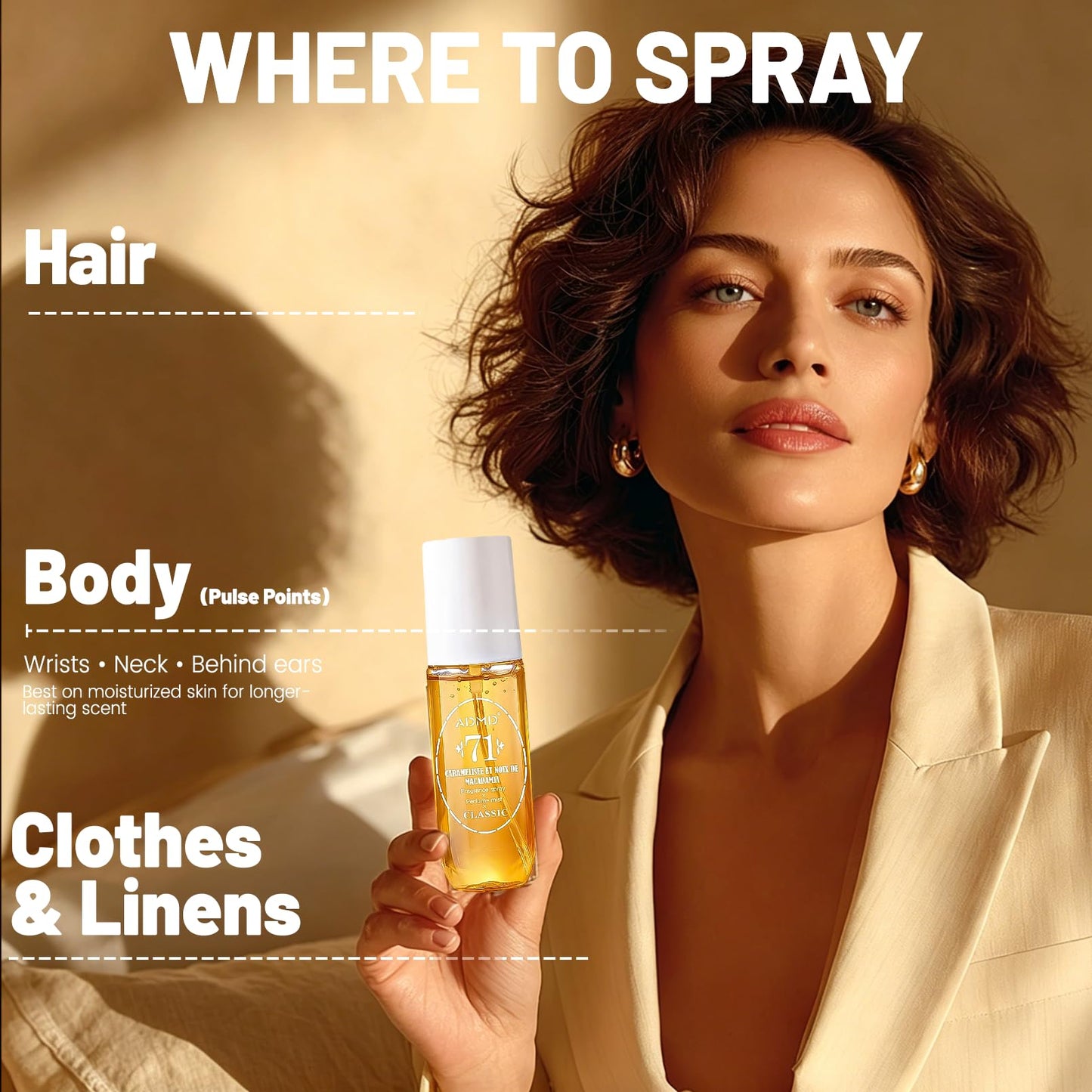 Seaboll Body & Hair Mist for Women & Girls | Alcohol-Free Vanilla Gourmand Fragrance Perfume Mist with Caramel & Chocolate, Lightweight Vegan Water-Based Body Spray, Gift for Teens - 3 oz