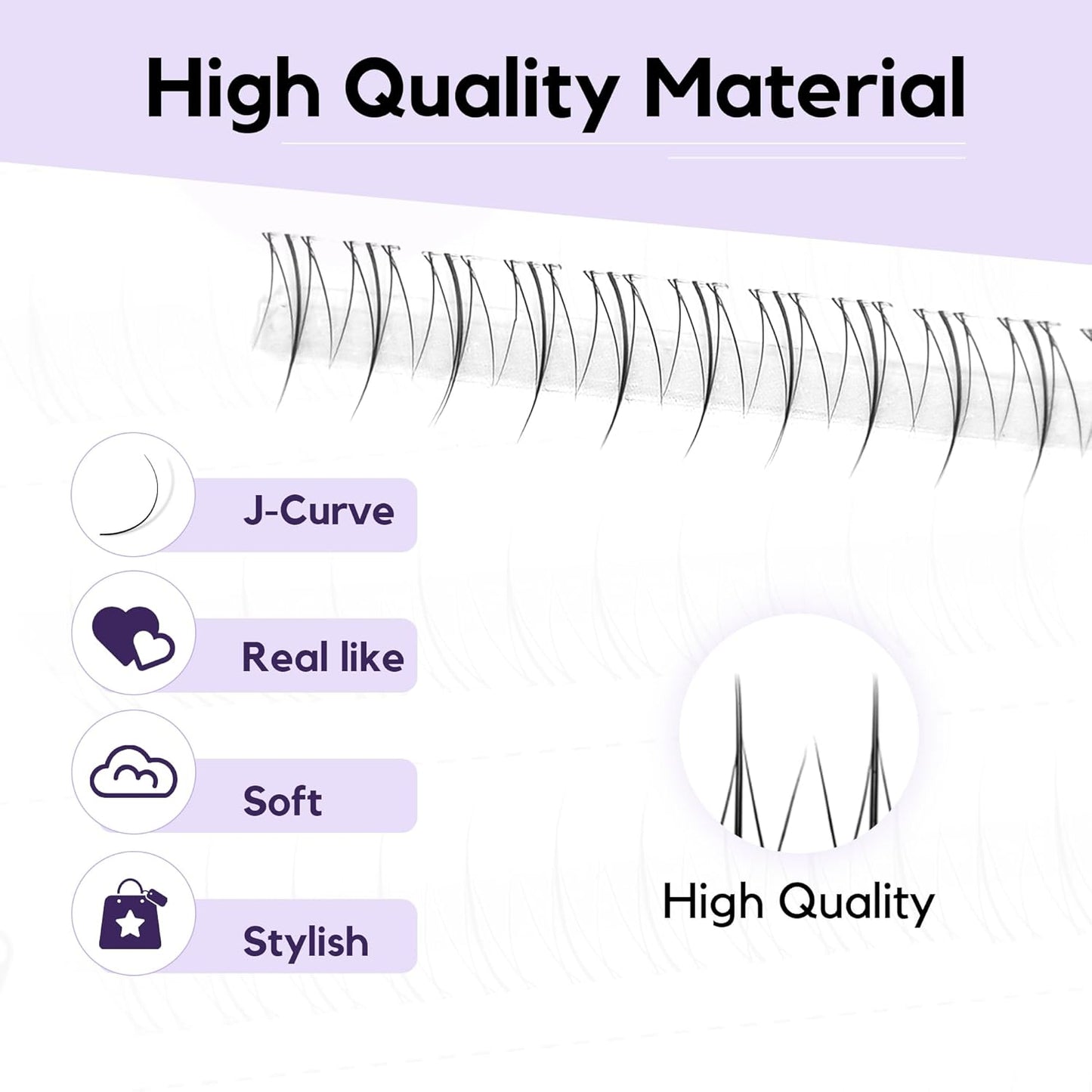 Natural Bottom Lash Clusters - DIY Clear Band Eyelashes for Soft, Comfortable Daily Wear | 5mm & 6mm, 48pcs