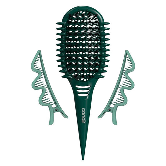 Conair Curl Define Pro Hair Brush - Frizz-Free Detangling & Curl Definition | Dual-Vent Design, Mixed Bristles
